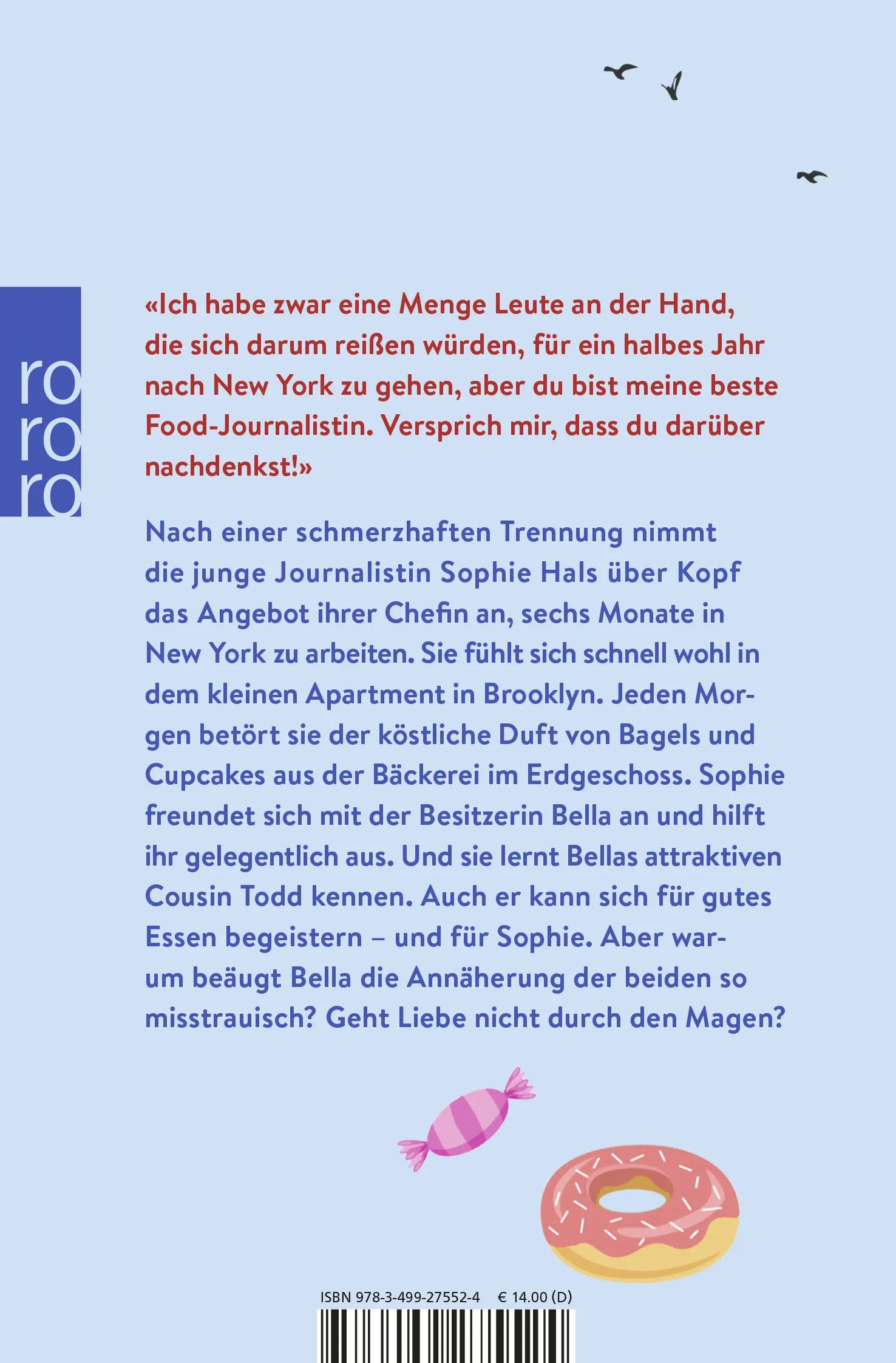 Buchrückseite von 'Die kleine Bäckerei in Brooklyn' mit Klappentext - Taschenbuch