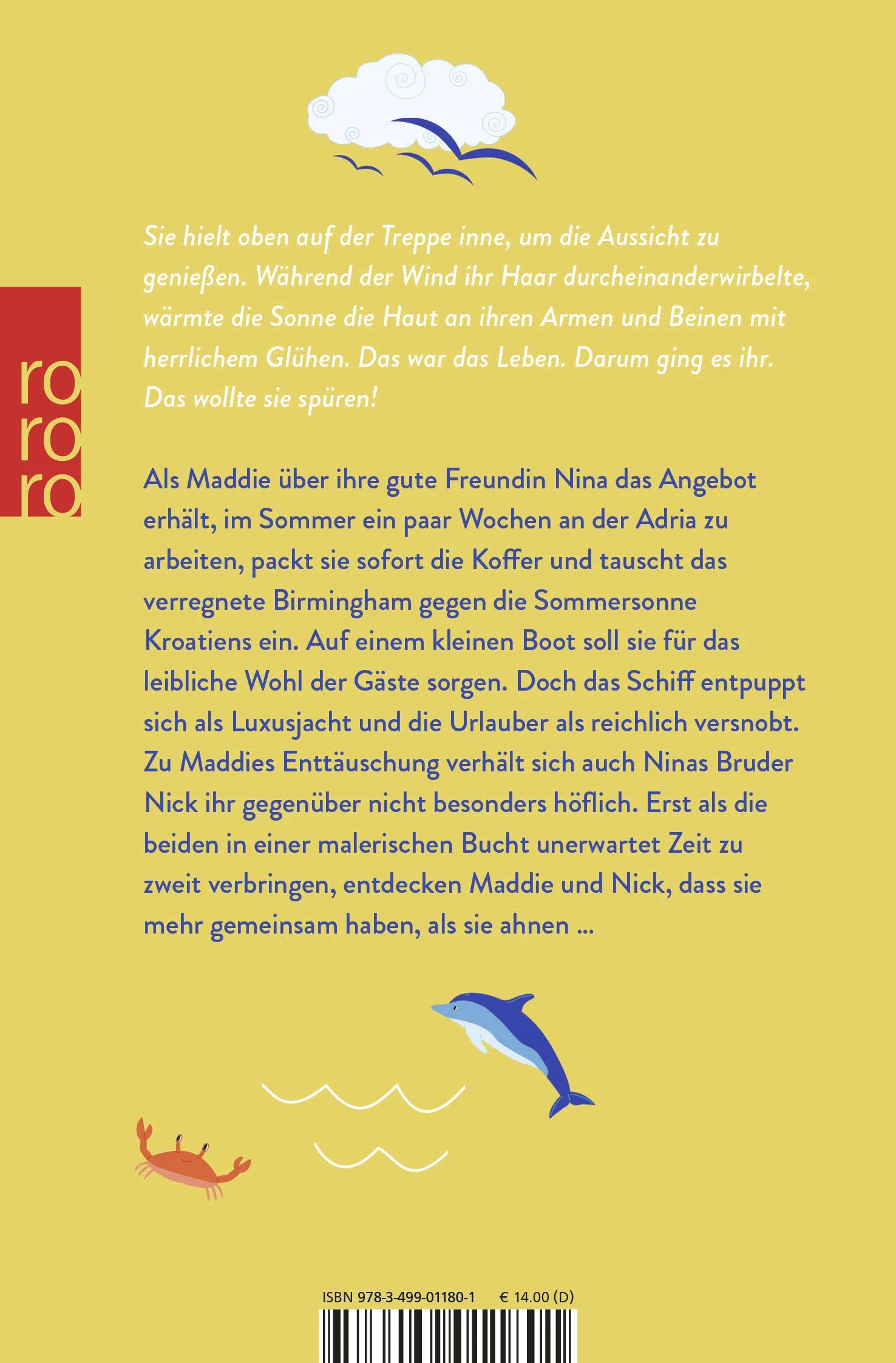Buchrückseite von 'Die kleine Bucht in Kroatien' mit Klappentext - Taschenbuch
