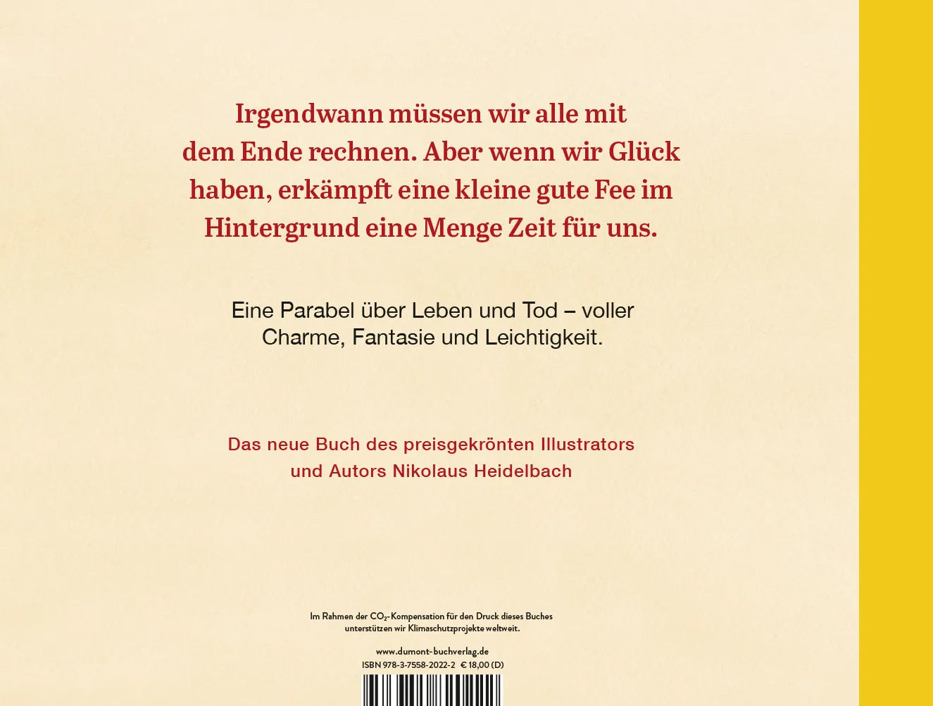 Buchrückseite von 'Die kleine gute Fee und der Tod' mit Klappentext - Gebundene Ausgabe