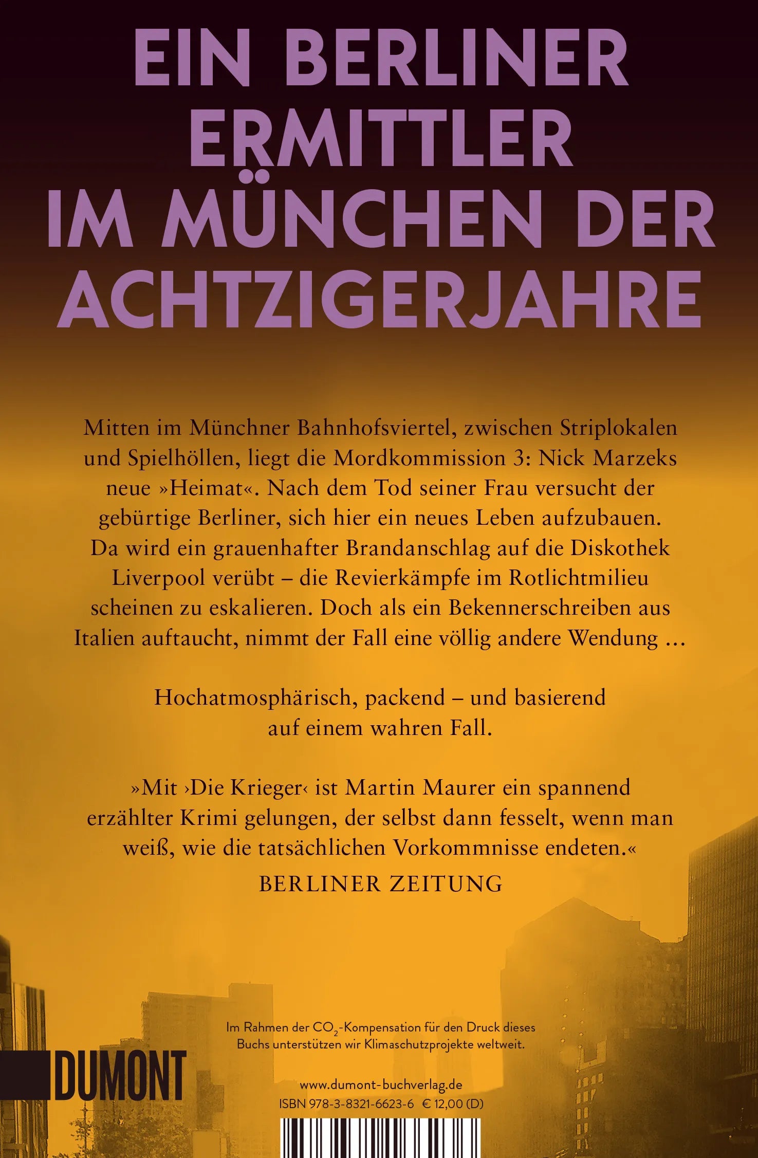 Buchrückseite von 'Die Krieger' mit Klappentext - Taschenbuch