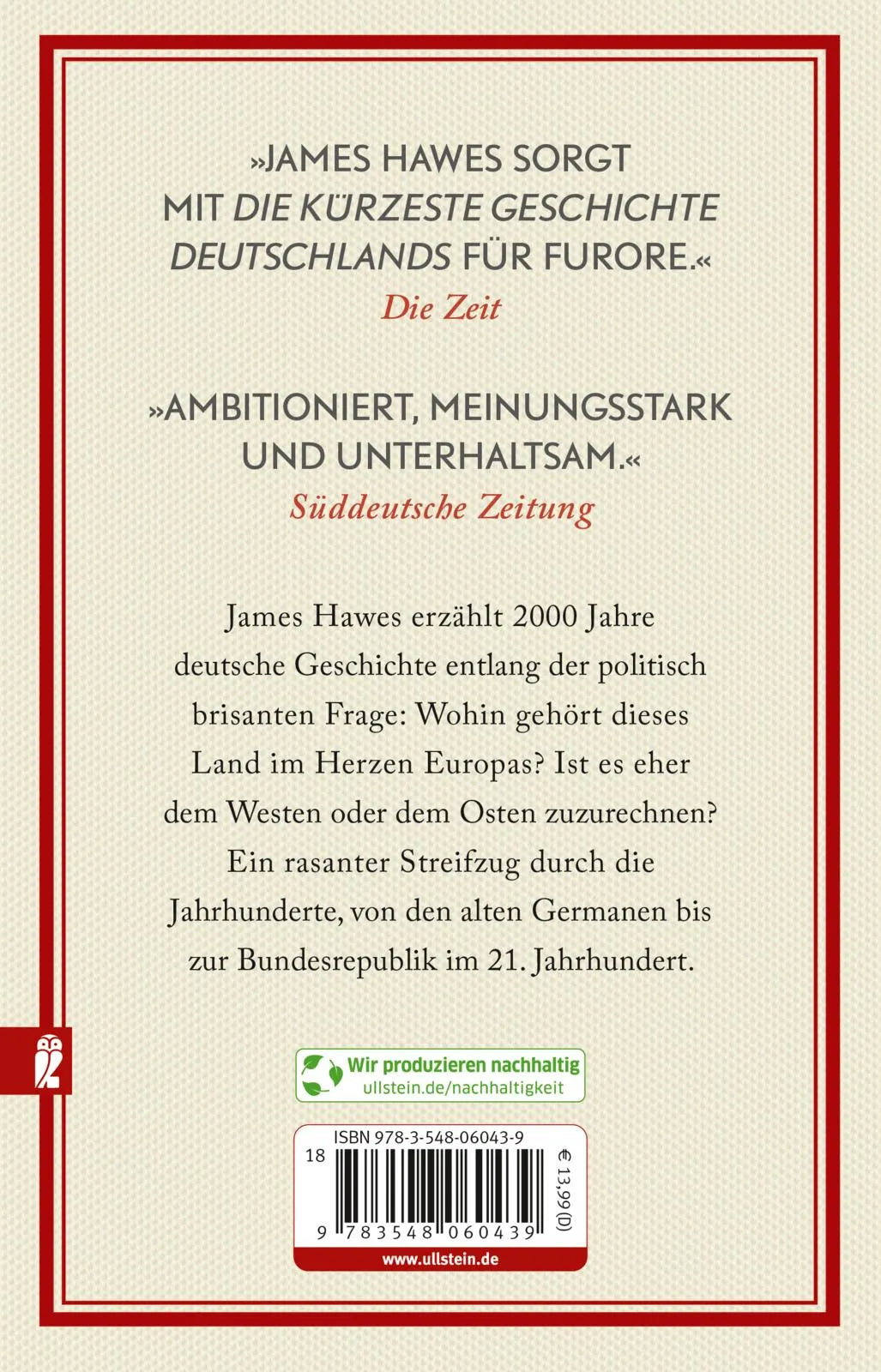 Buchrückseite von 'Die kürzeste Geschichte Deutschlands' mit Klappentext - Taschenbuch