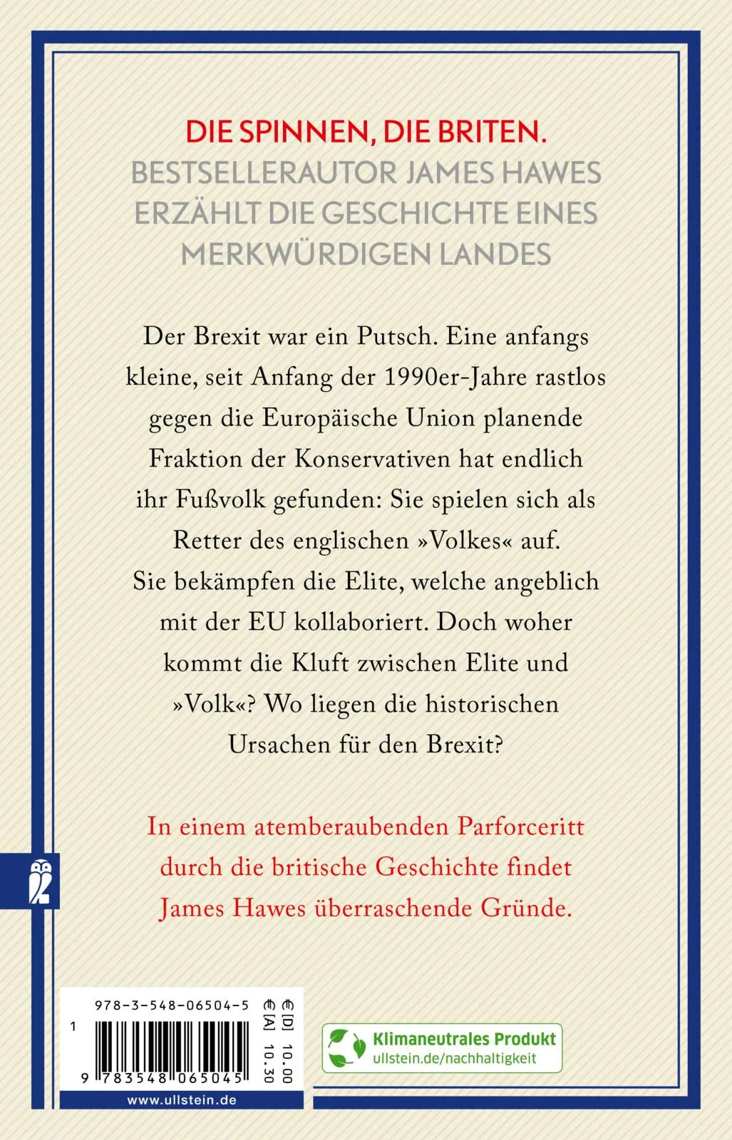 Buchrückseite von 'Die kürzeste Geschichte Englands' mit Klappentext - Taschenbuch