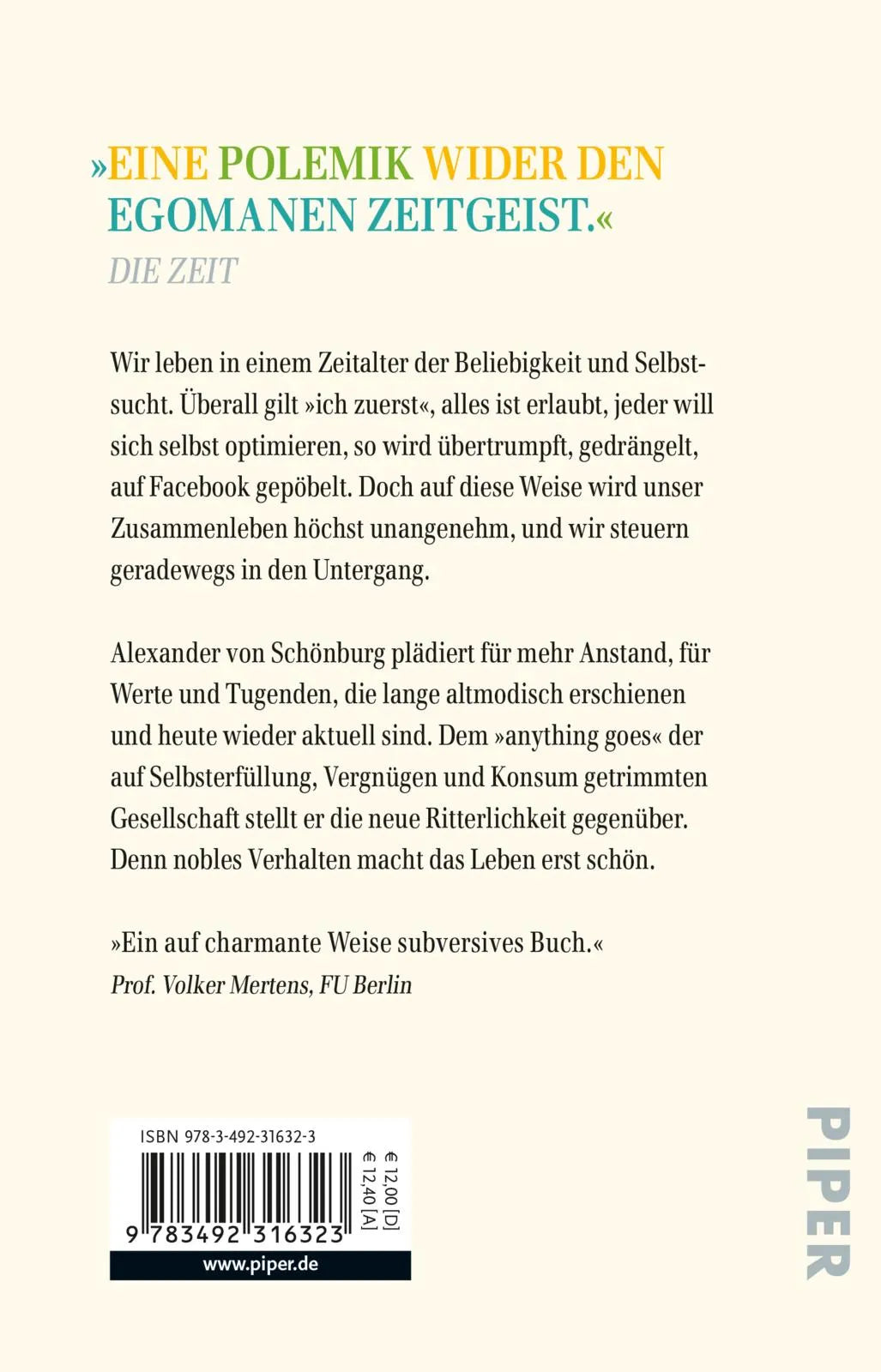 Buchrückseite von 'Die Kunst des lässigen Anstands' mit Klappentext - Taschenbuch