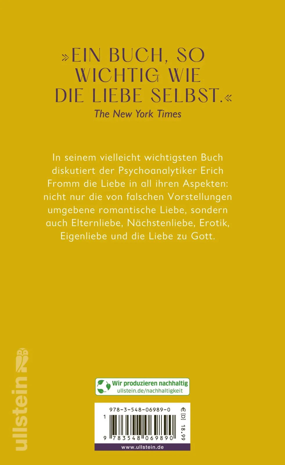Buchrückseite von 'Die Kunst des Liebens' mit Klappentext - Gebundene Ausgabe
