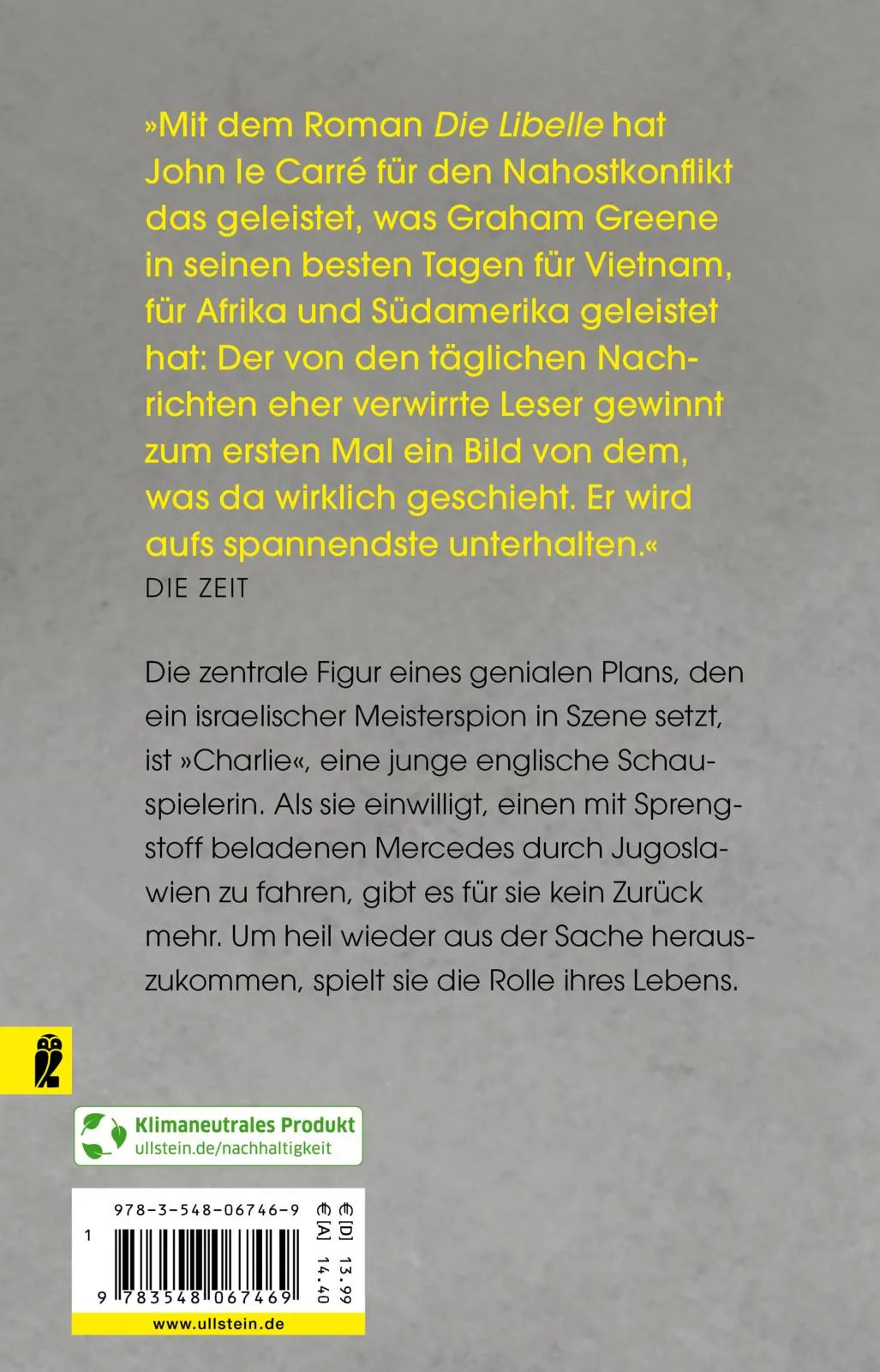 Buchrückseite von 'Die Libelle' mit Klappentext - Taschenbuch