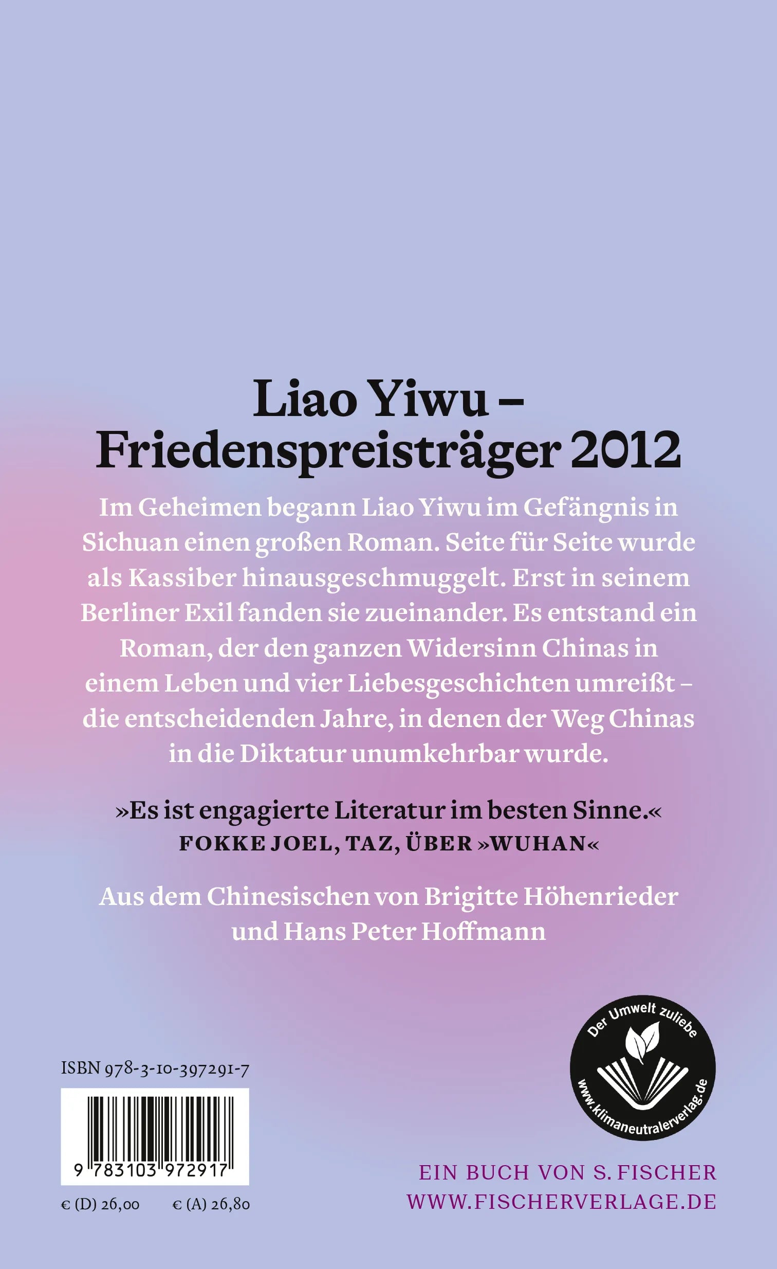 Buchrückseite von 'Die Liebe in Zeiten Mao Zedongs' mit Klappentext - Gebundene Ausgabe
