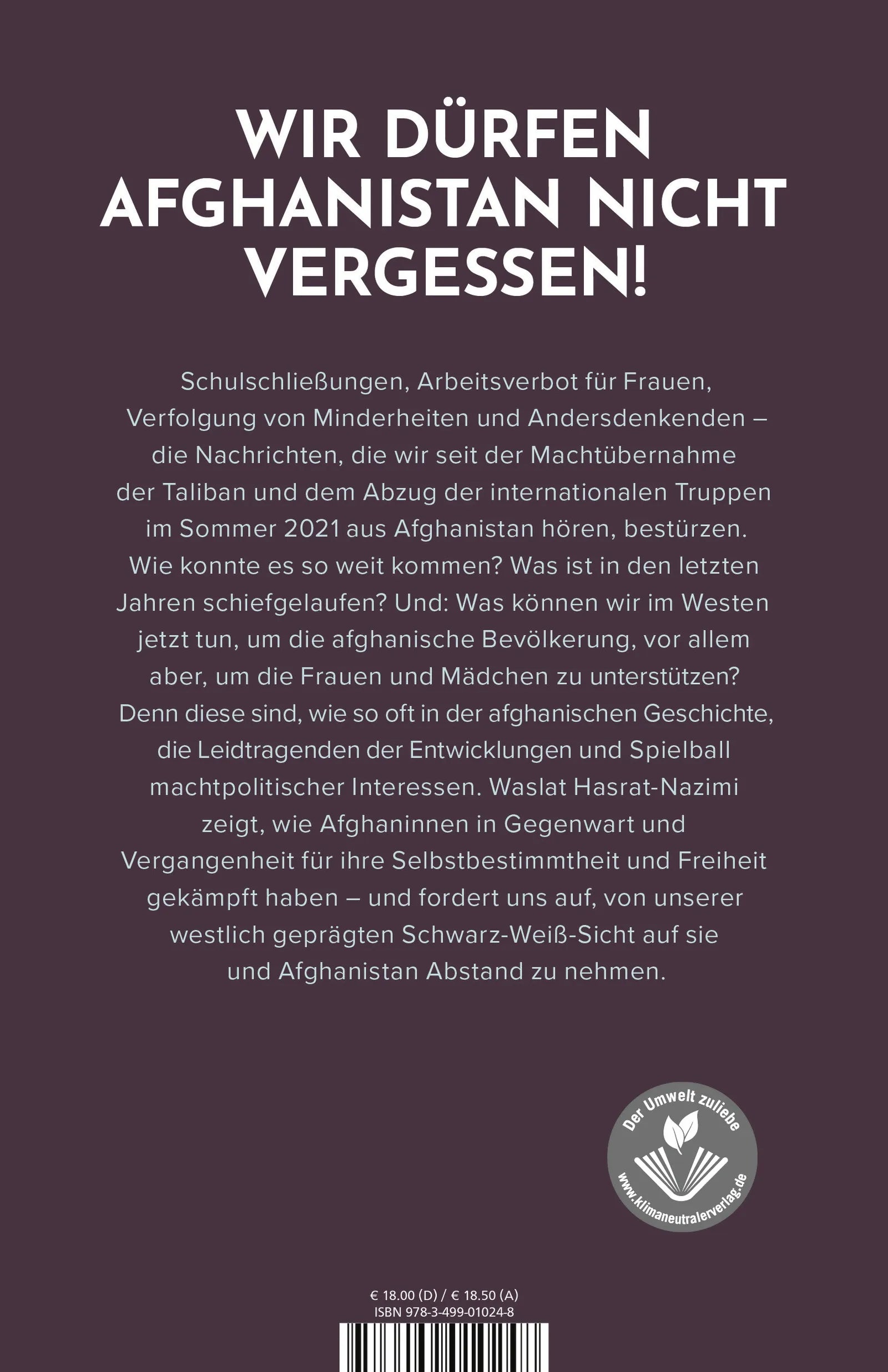 Buchrückseite von 'Die Löwinnen von Afghanistan' mit Klappentext - Paperback