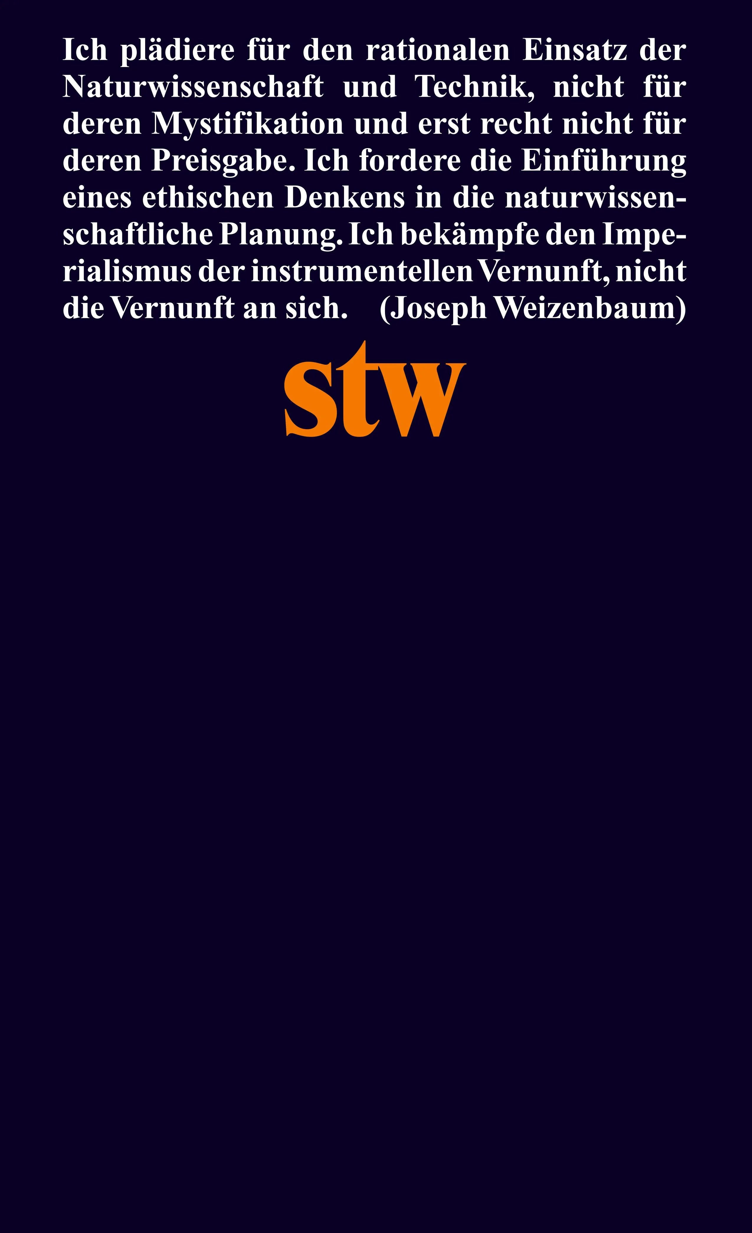 Buchrückseite von 'Die Macht der Computer und die Ohnmacht der Vernunft' mit Klappentext - Taschenbuch