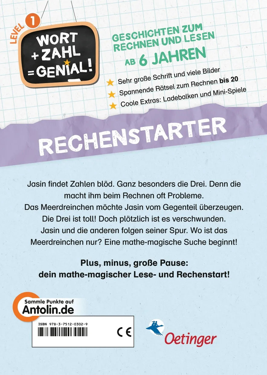 Buchrückseite von 'Die Mathematierchen. Meerdreinchen gesucht' mit Klappentext - Gebundene Ausgabe