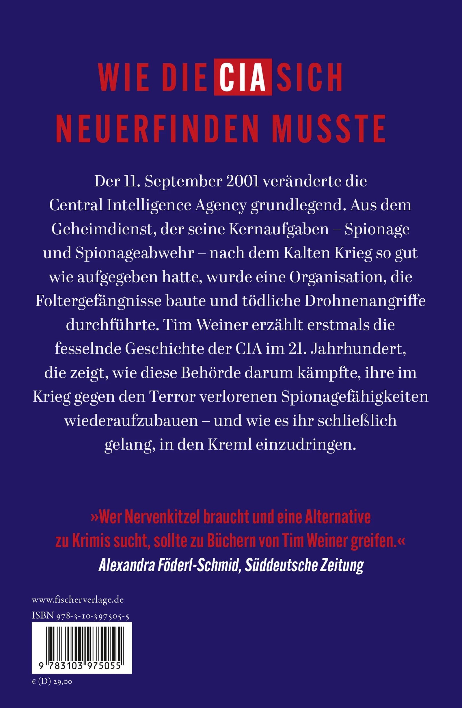 Buchrückseite von 'Die Mission – Die CIA im 21. Jahrhundert' mit Klappentext - Gebundene Ausgabe