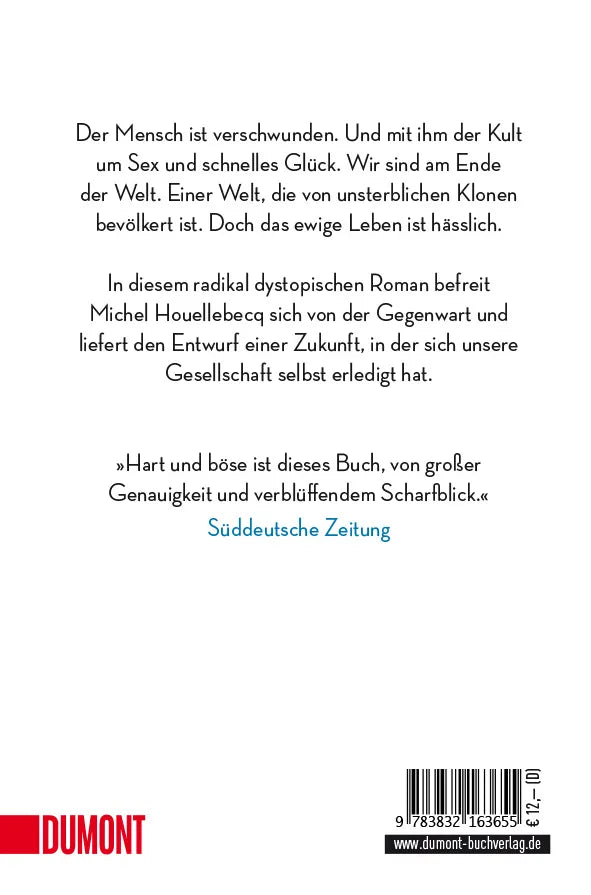 Buchrückseite von 'Die Möglichkeit einer Insel' mit Klappentext - Taschenbuch