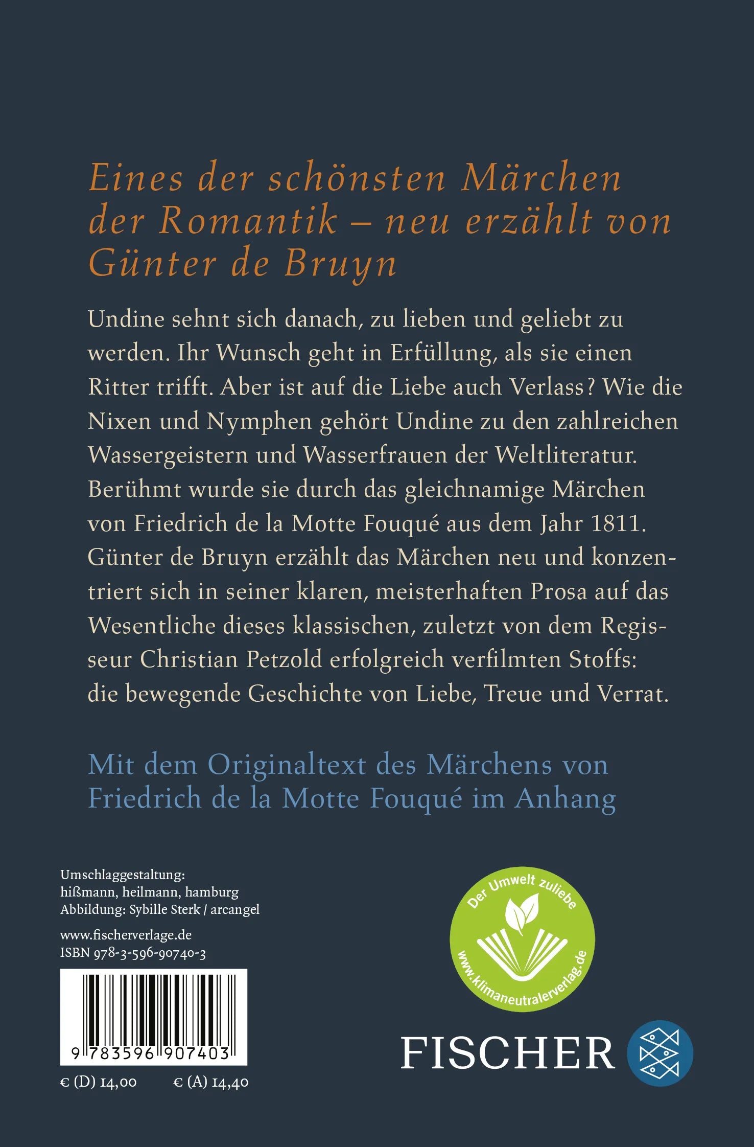 Buchrückseite von 'Die neue Undine' mit Klappentext - Taschenbuch