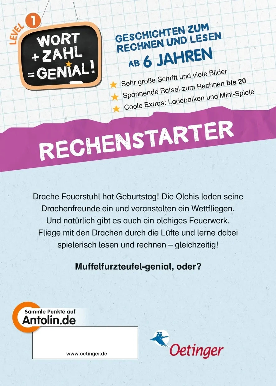 Buchrückseite von 'Die Olchis. Ein Drachenfest für Feuerstuhl' mit Klappentext - Gebundene Ausgabe