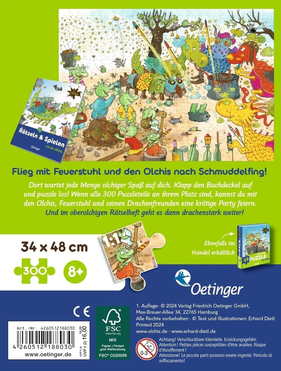Die Olchis. Puzzle im Buch. Feuerstuhl. 300 Teile, Format 48 x 24 cm – Ansicht