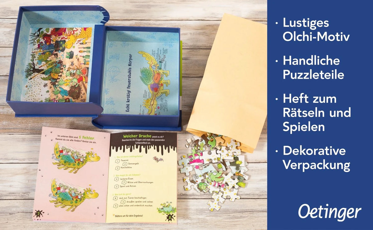 Die Olchis. Puzzle im Buch. Feuerstuhl. 300 Teile, Format 48 x 24 cm – Ansicht