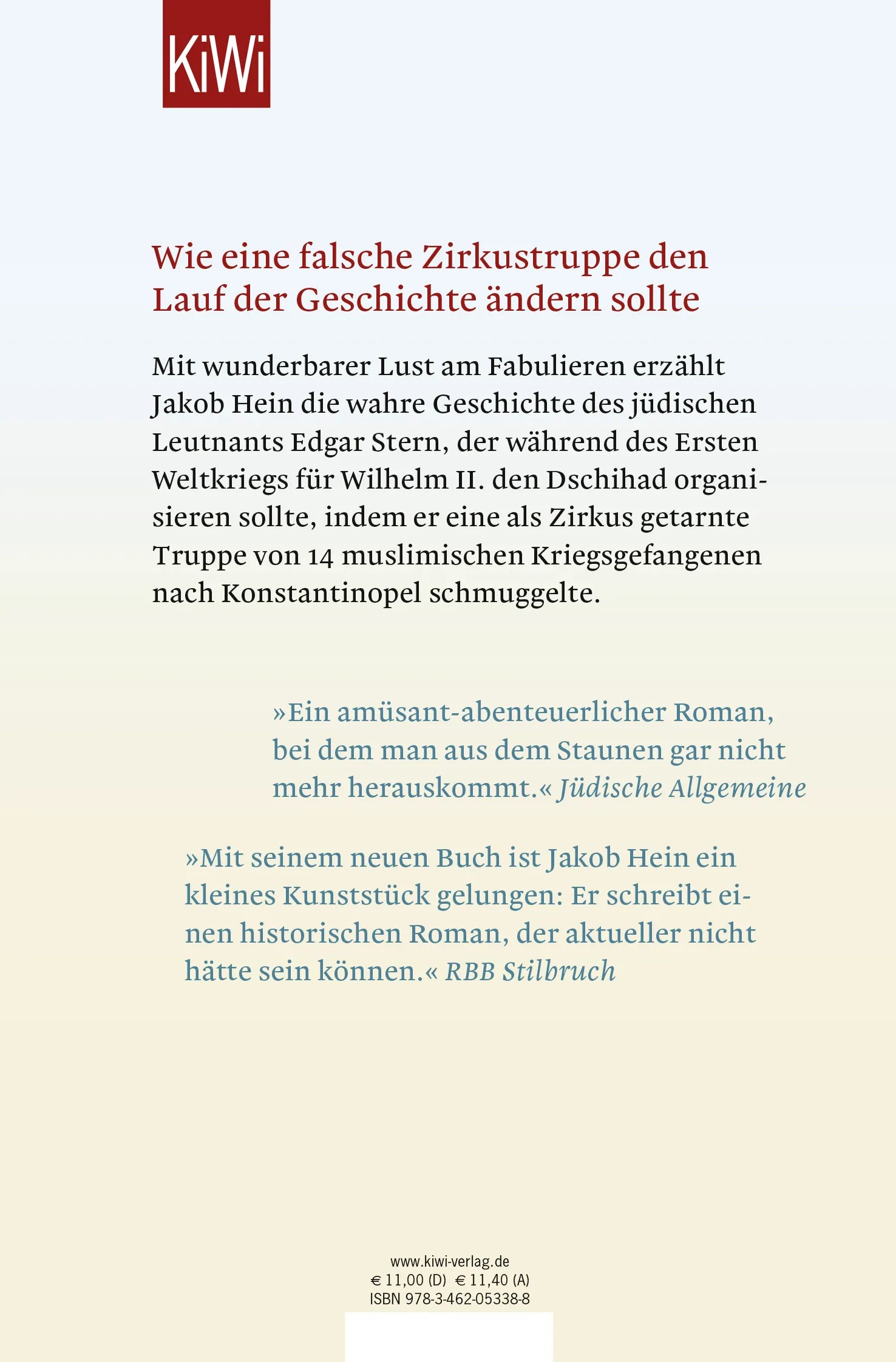 Buchrückseite von 'Die Orient-Mission des Leutnant Stern' mit Klappentext - Taschenbuch