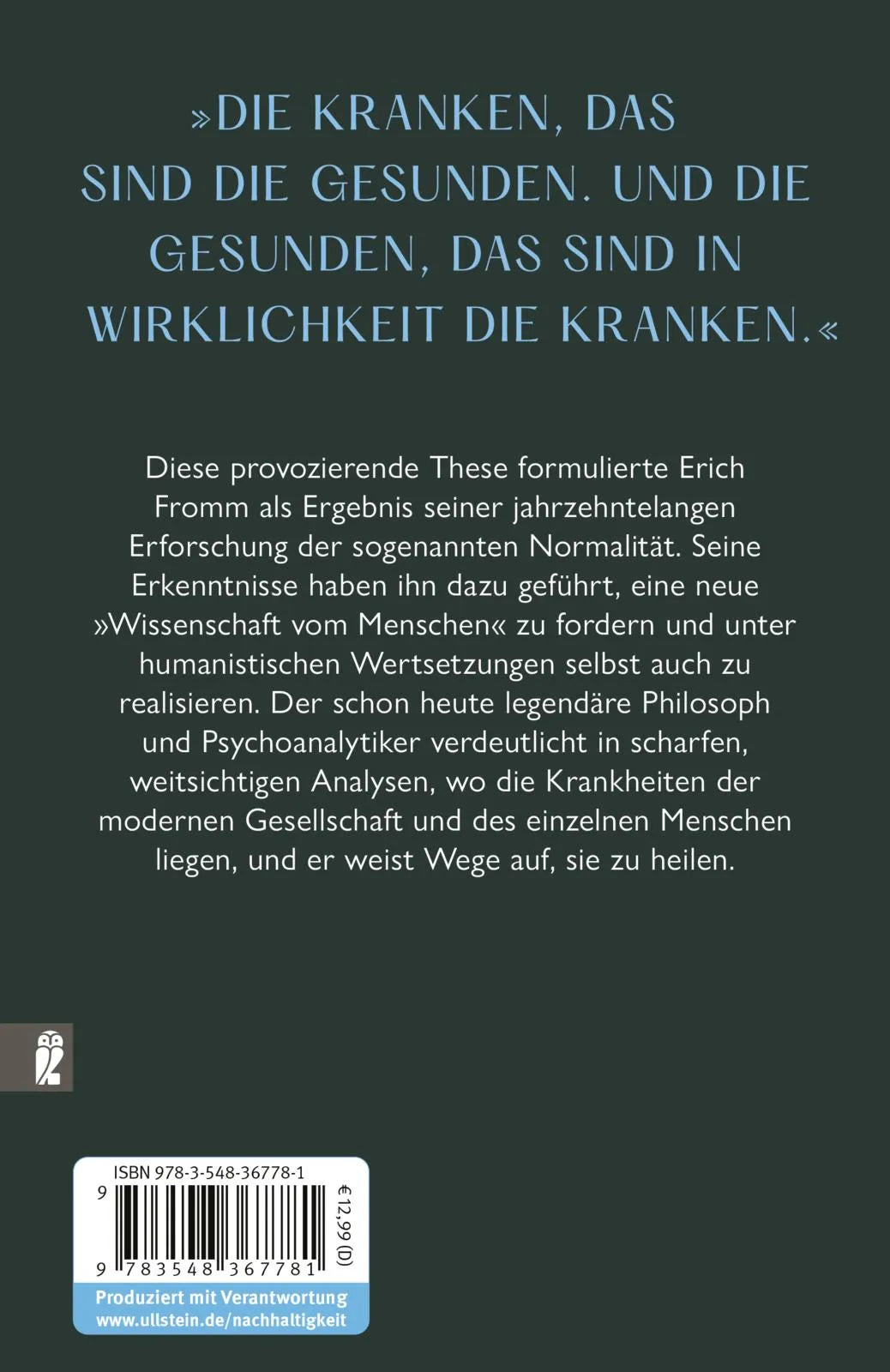 Buchrückseite von 'Die Pathologie der Normalität' mit Klappentext - Taschenbuch