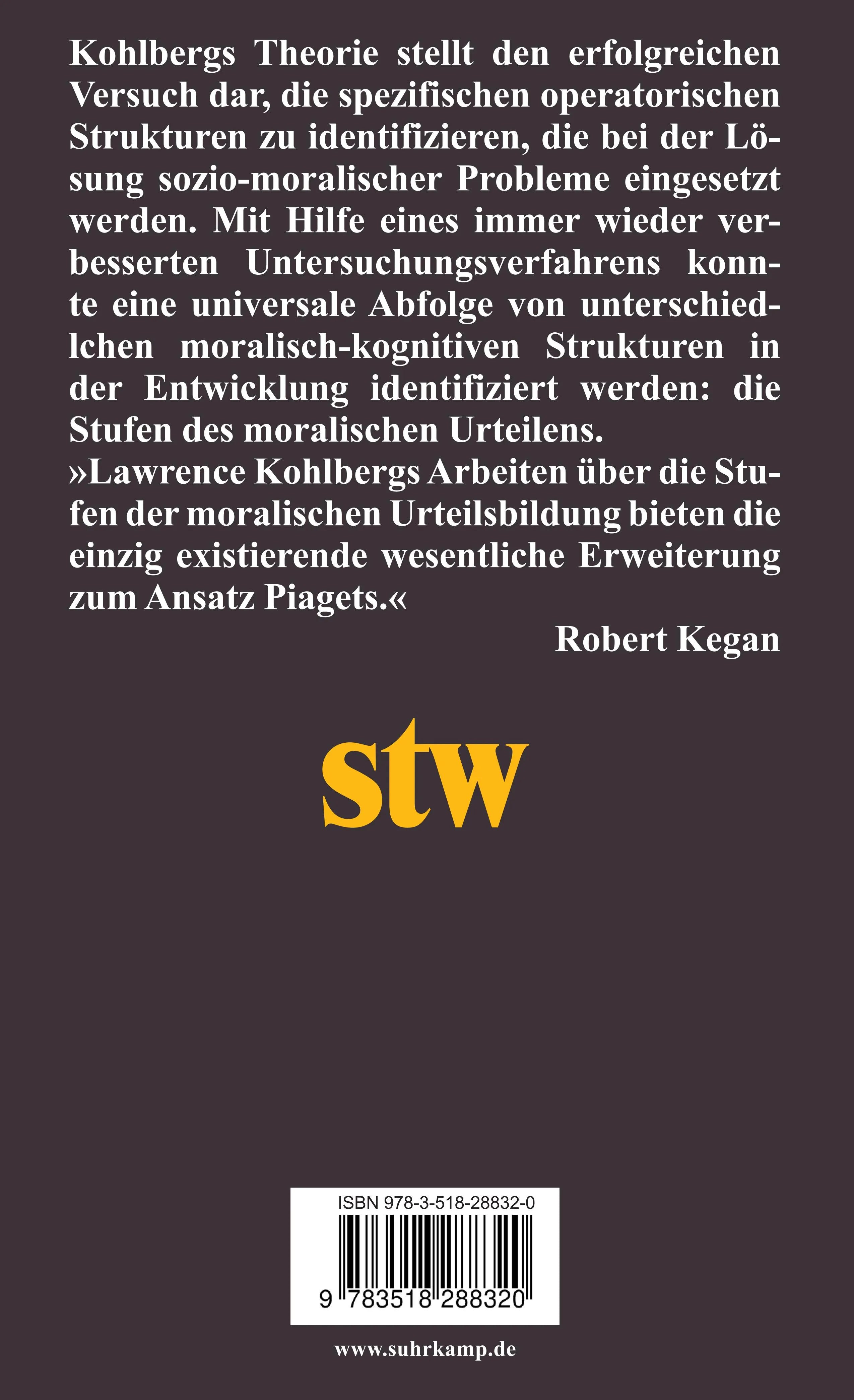 Buchrückseite von 'Die Psychologie der Moralentwicklung' mit Klappentext - Taschenbuch