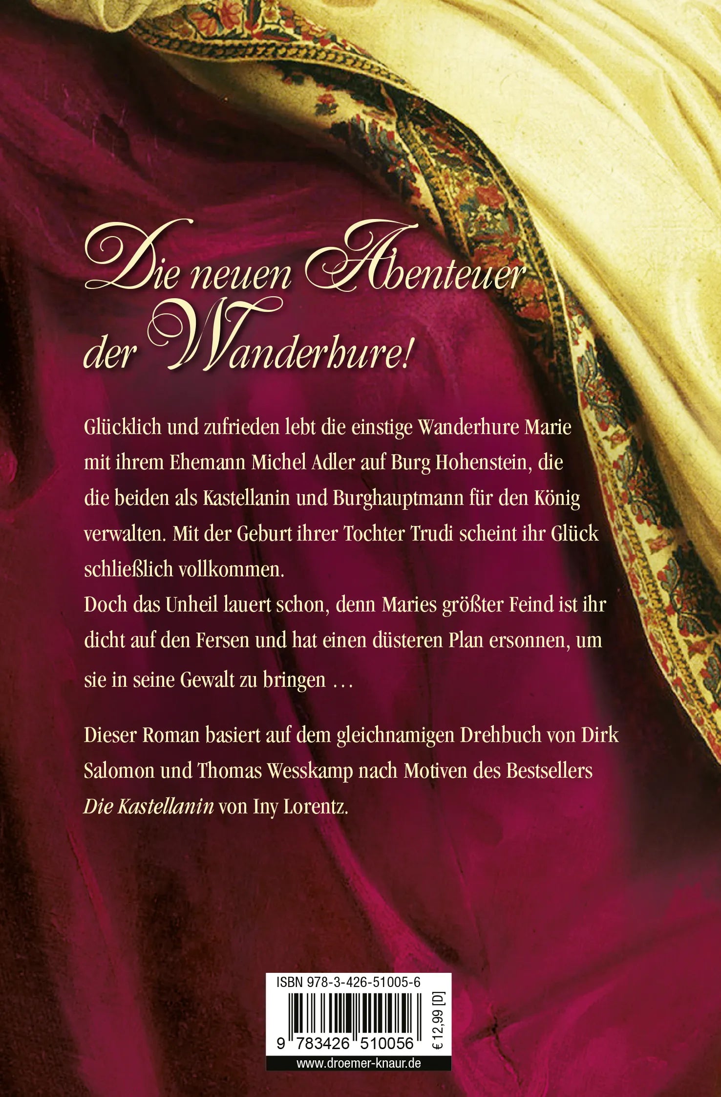 Buchrückseite von 'Die Rache der Wanderhure' mit Klappentext - Taschenbuch