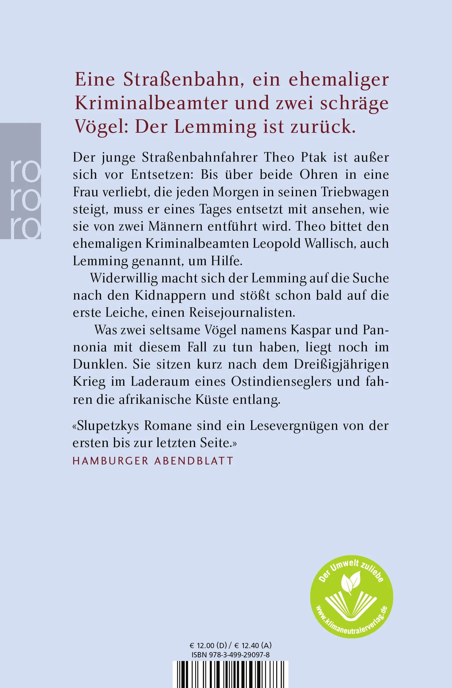 Buchrückseite von 'Die Rückkehr des Lemming' mit Klappentext - Taschenbuch