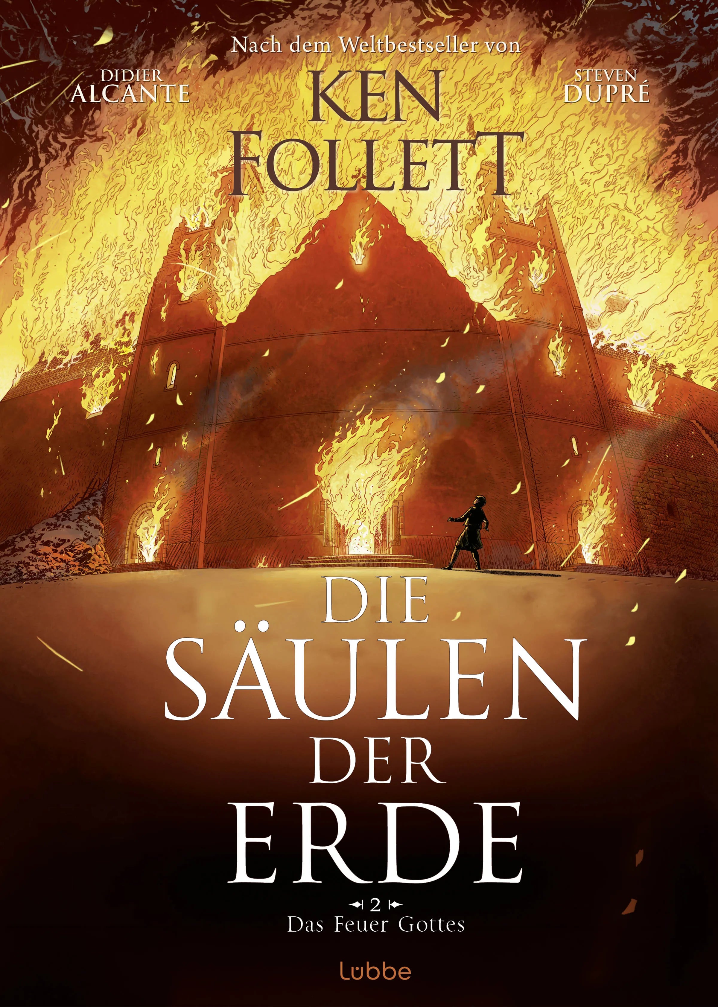 Buchcover von 'Die Säulen der Erde - Das Feuer Gottes' - Gebundene Ausgabe von Ken Follett