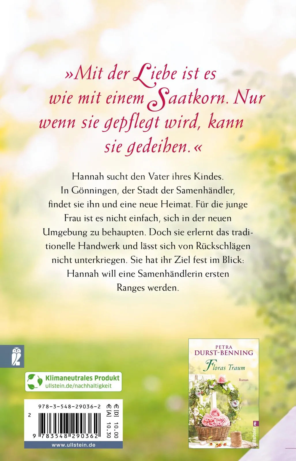 Buchrückseite von 'Die Samenhändlerin' mit Klappentext - Taschenbuch