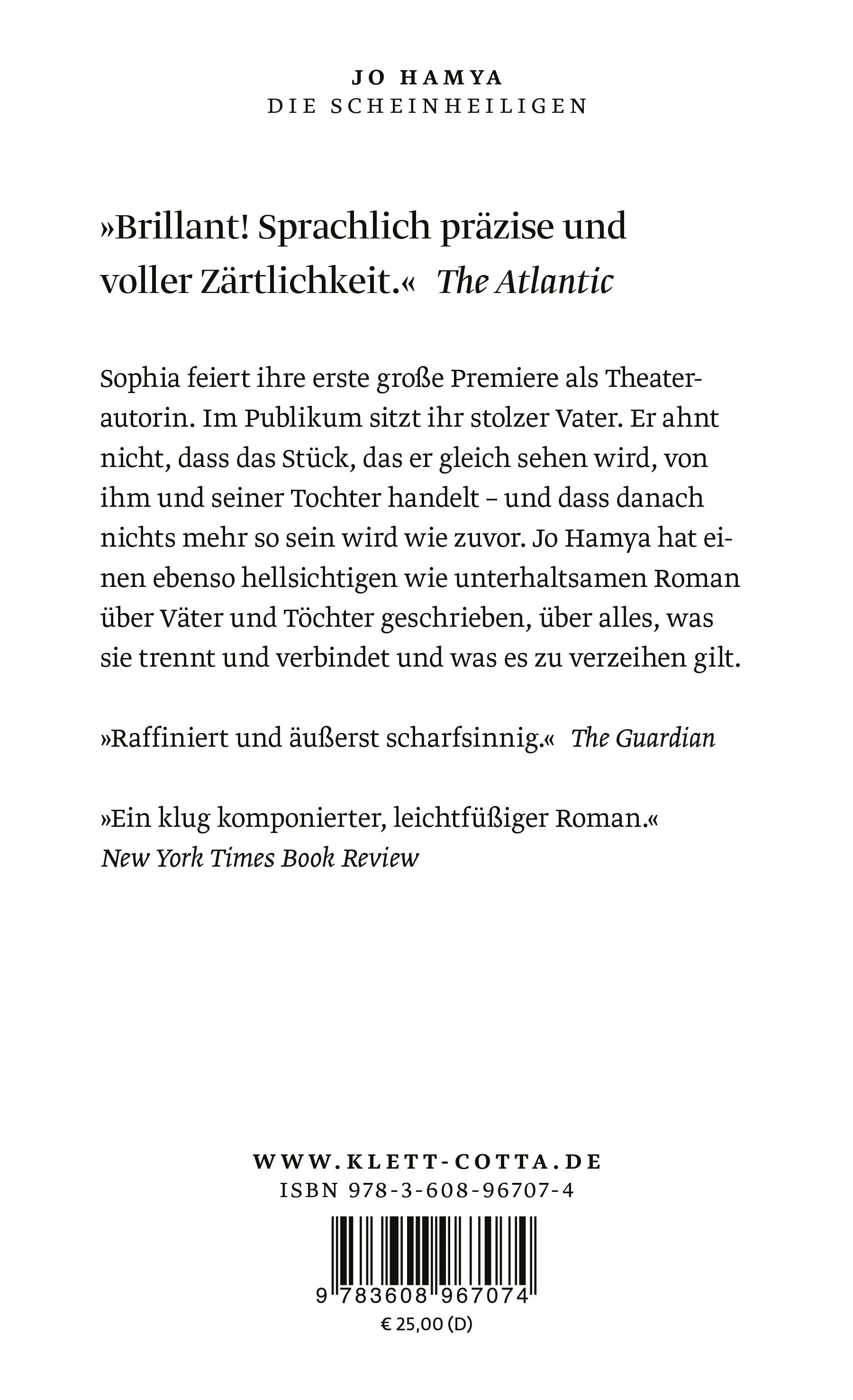 Buchrückseite von 'Die Scheinheiligen' mit Klappentext - Gebundene Ausgabe