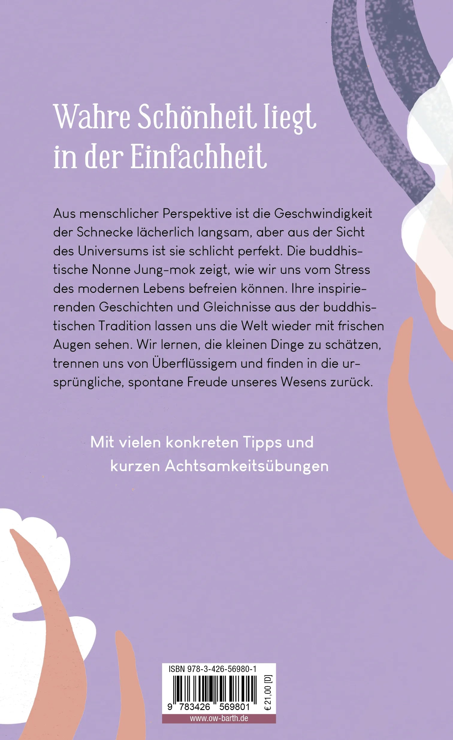 Buchrückseite von 'Die Schnecke ist langsam, aber nie zu spät' mit Klappentext - Gebundene Ausgabe