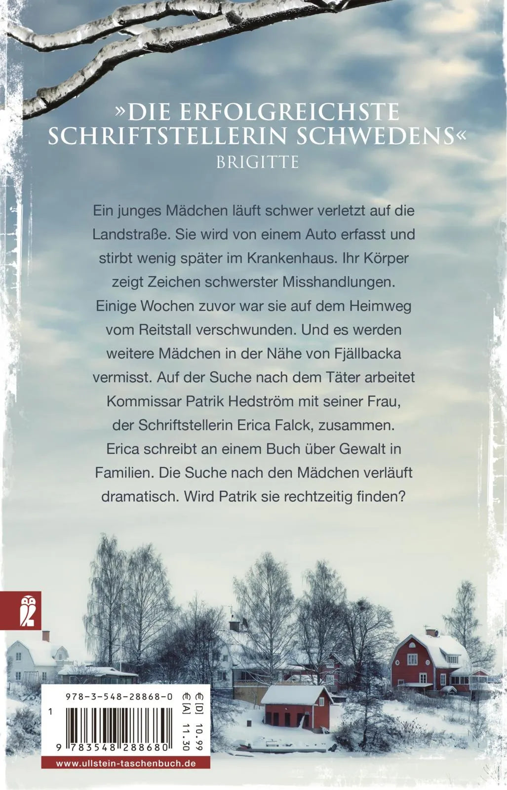 Buchrückseite von 'Die Schneelöwin' mit Klappentext - Taschenbuch