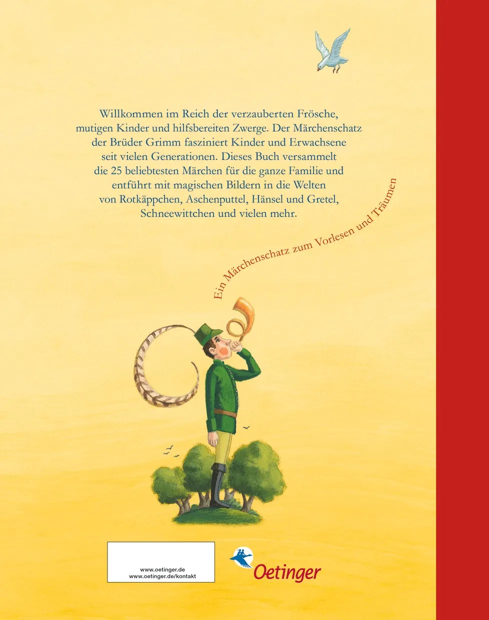 Buchrückseite von 'Die schönsten Märchen der Brüder Grimm zum Vorlesen' mit Klappentext - Gebundene Ausgabe