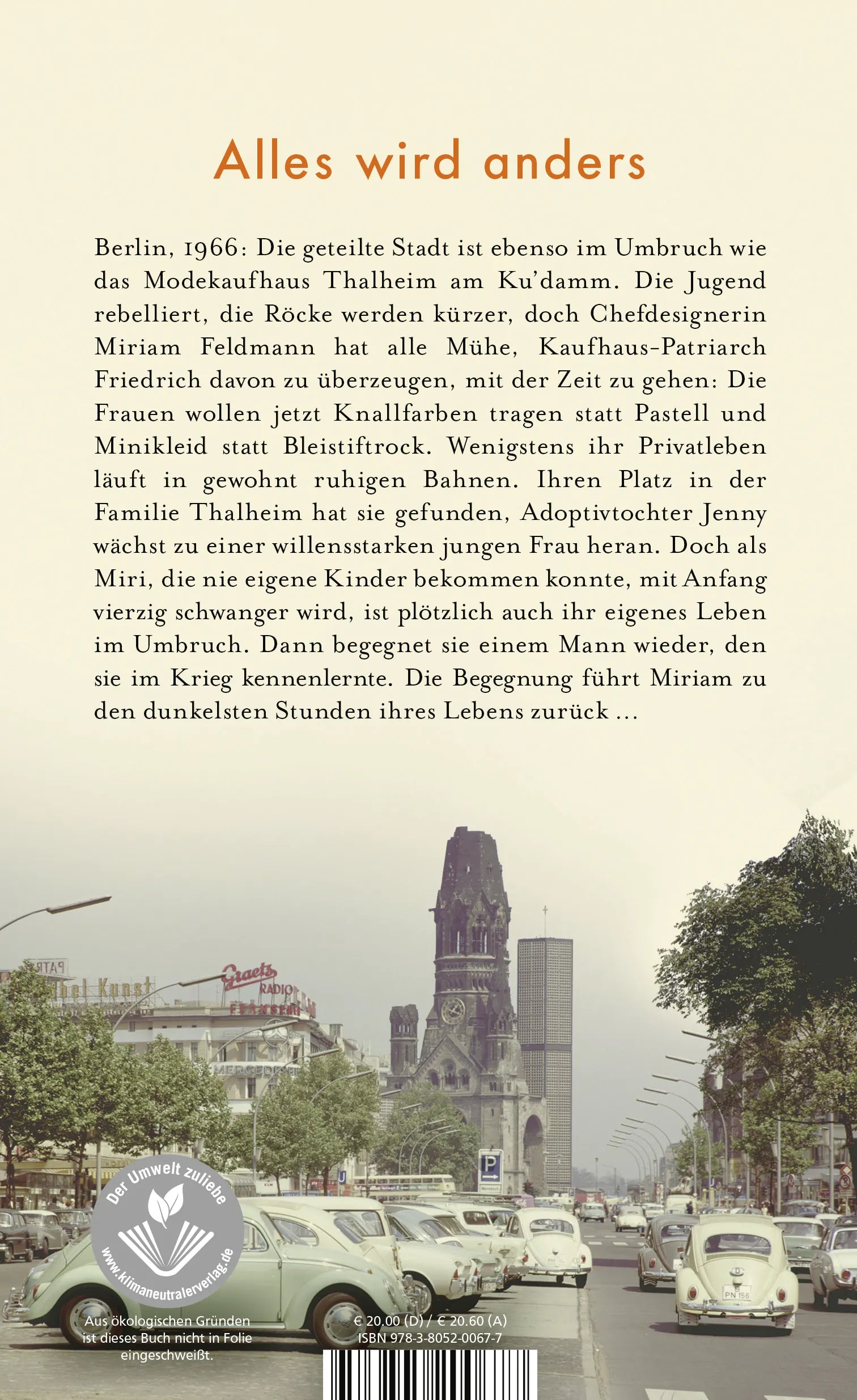 Buchrückseite von 'Die Schwestern vom Ku'damm: Ein neuer Morgen' mit Klappentext - Gebundene Ausgabe