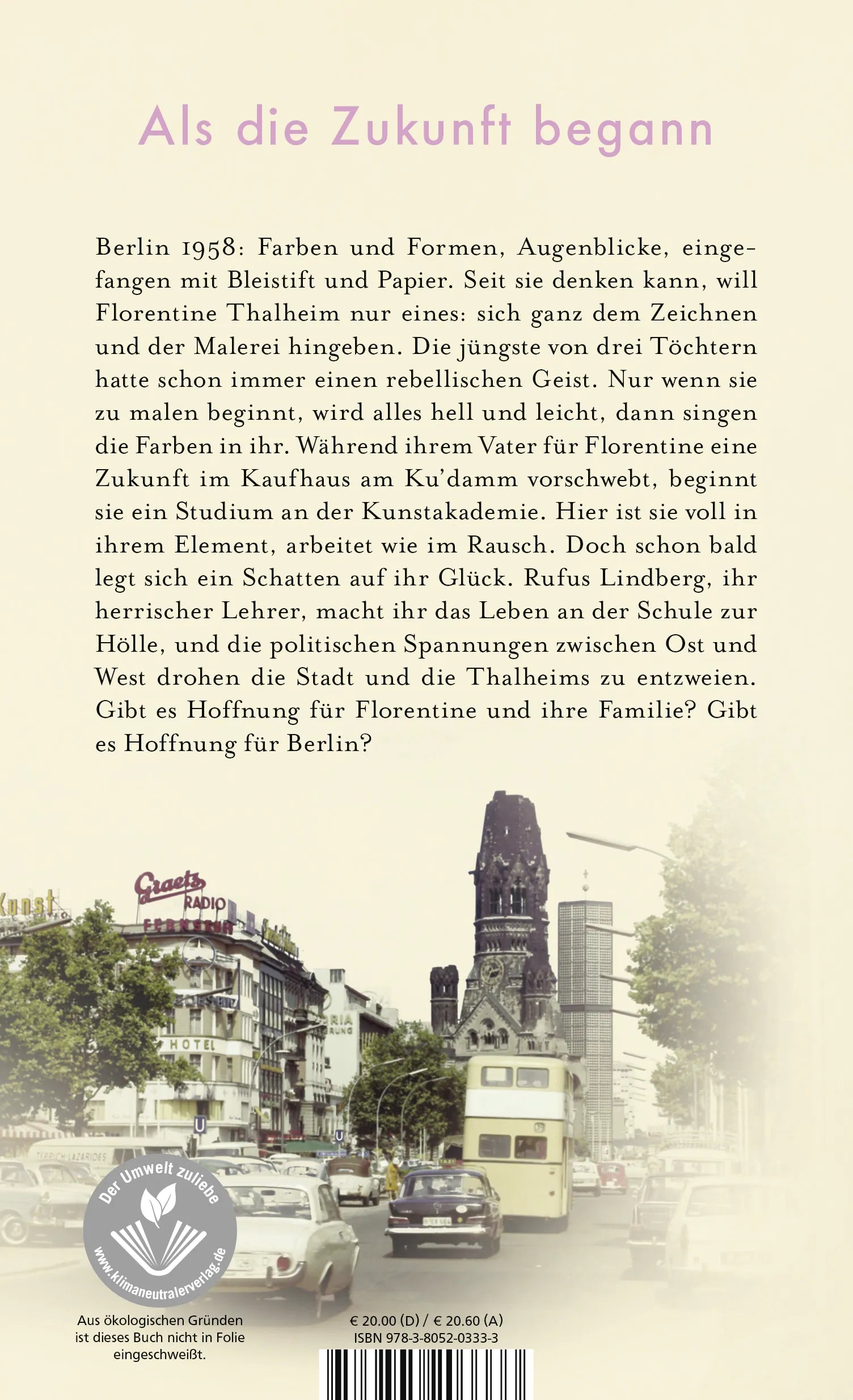 Buchrückseite von 'Die Schwestern vom Ku'damm: Tage der Hoffnung' mit Klappentext - Gebundene Ausgabe