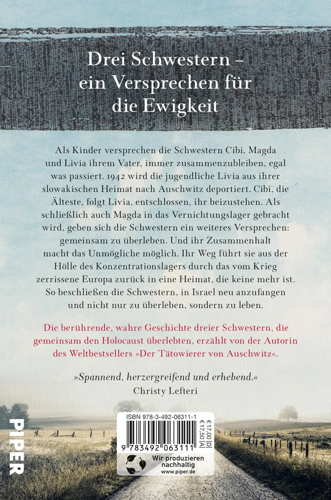 Buchrückseite von 'Die Schwestern von Auschwitz' mit Klappentext - Paperback