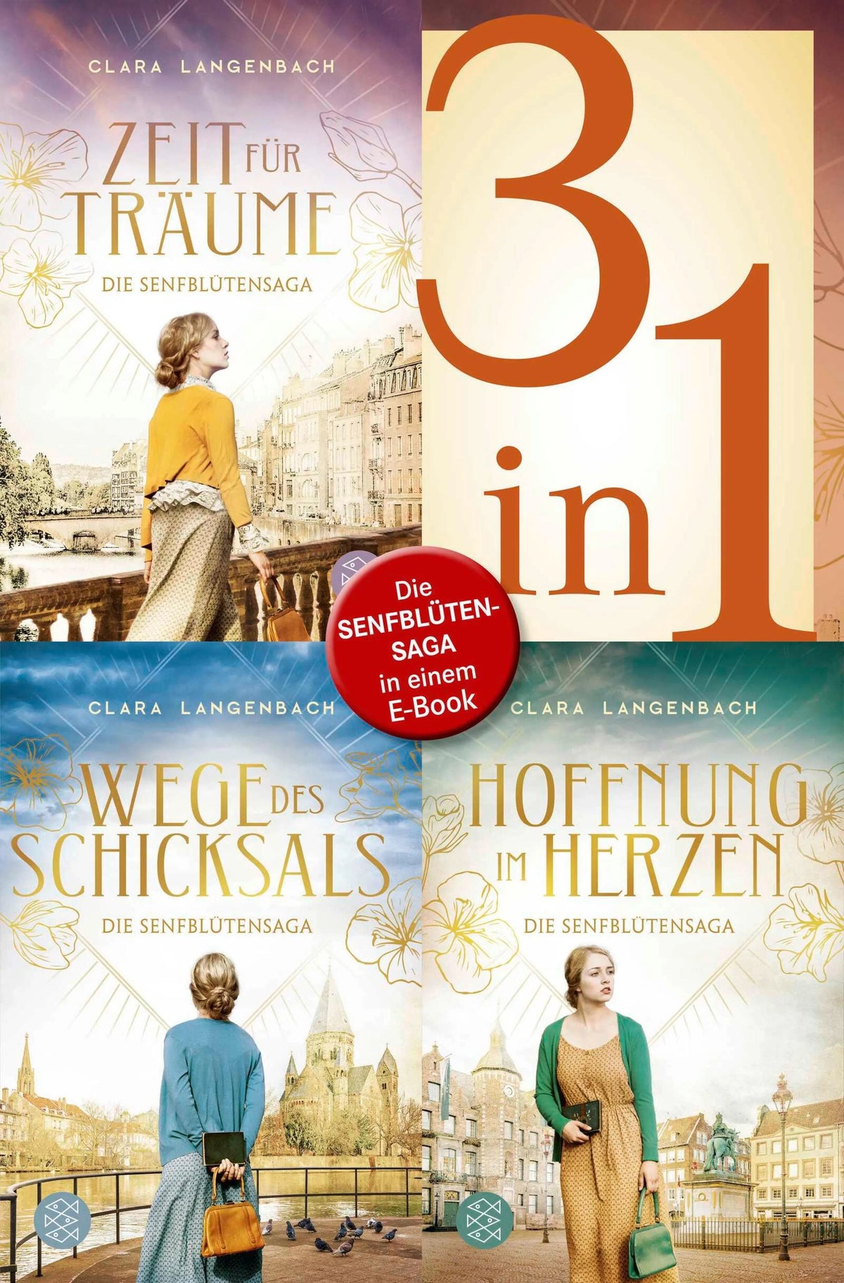 Cover: Die Senfblütensaga - Zeit für Träume / Wege des Schicksals / Hoffnung im Herzen - 3 Romane in einem Band (E-Book) von Clara Langenbach