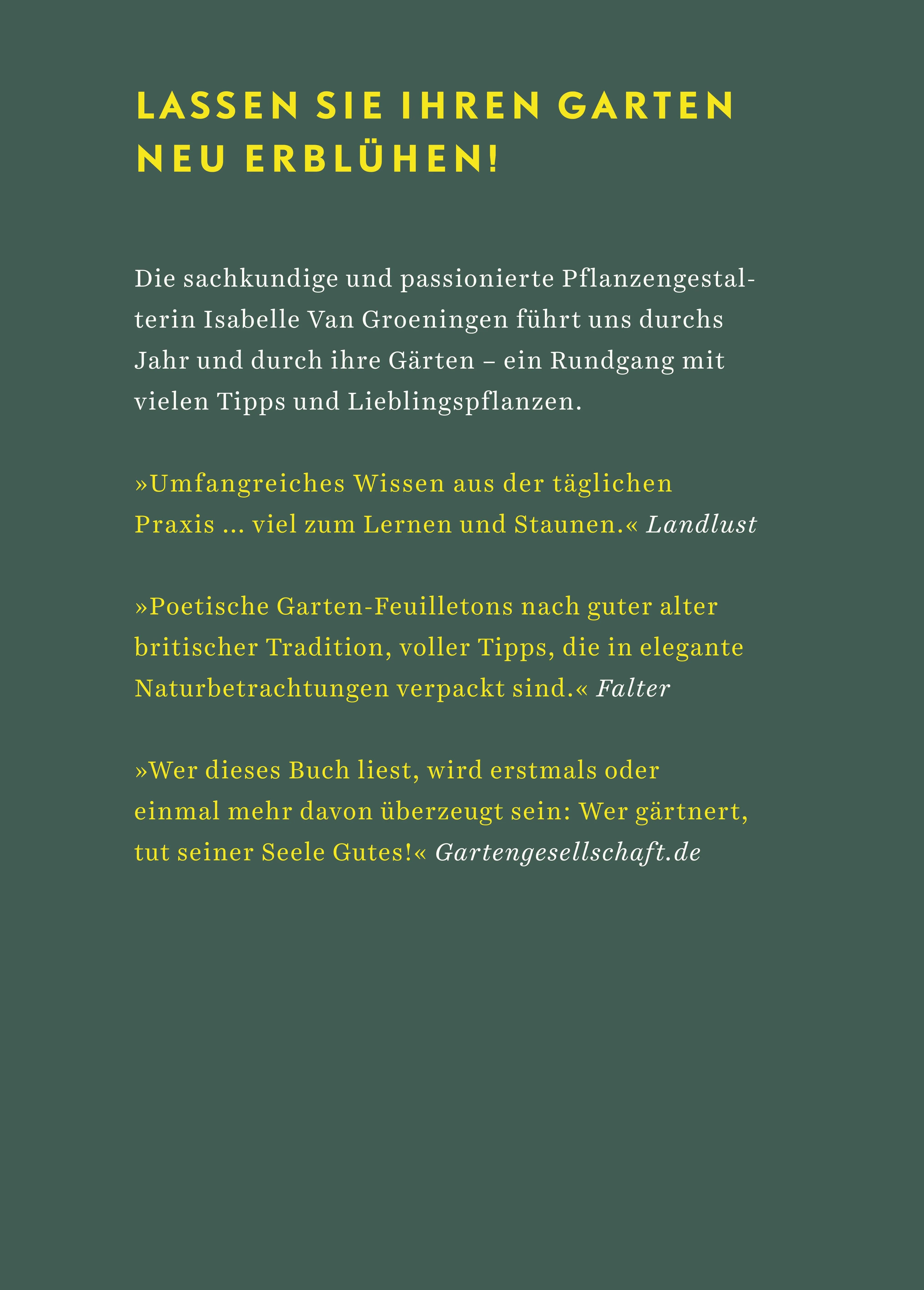 Buchrückseite von 'Die sieben Jahreszeiten' mit Klappentext - Paperback