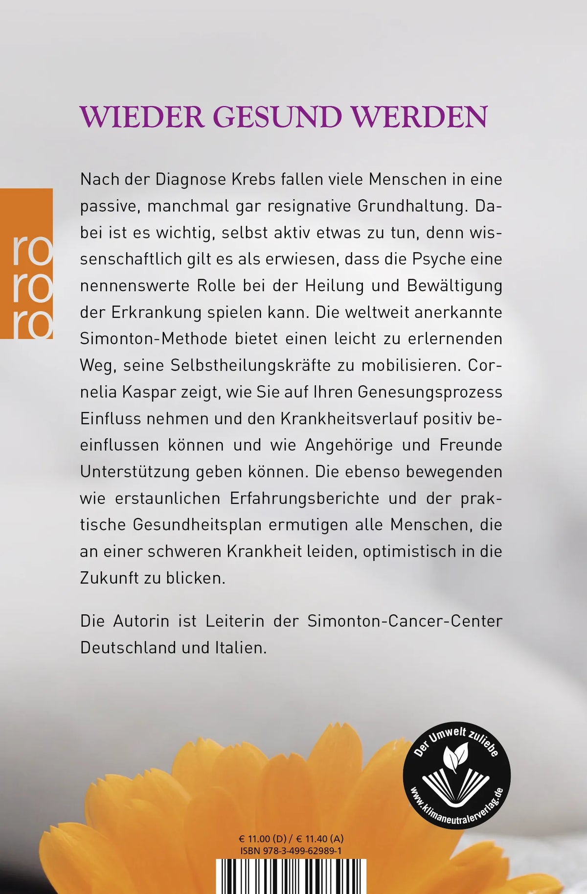 Buchrückseite von 'Die Simonton-Methode' mit Klappentext - Taschenbuch