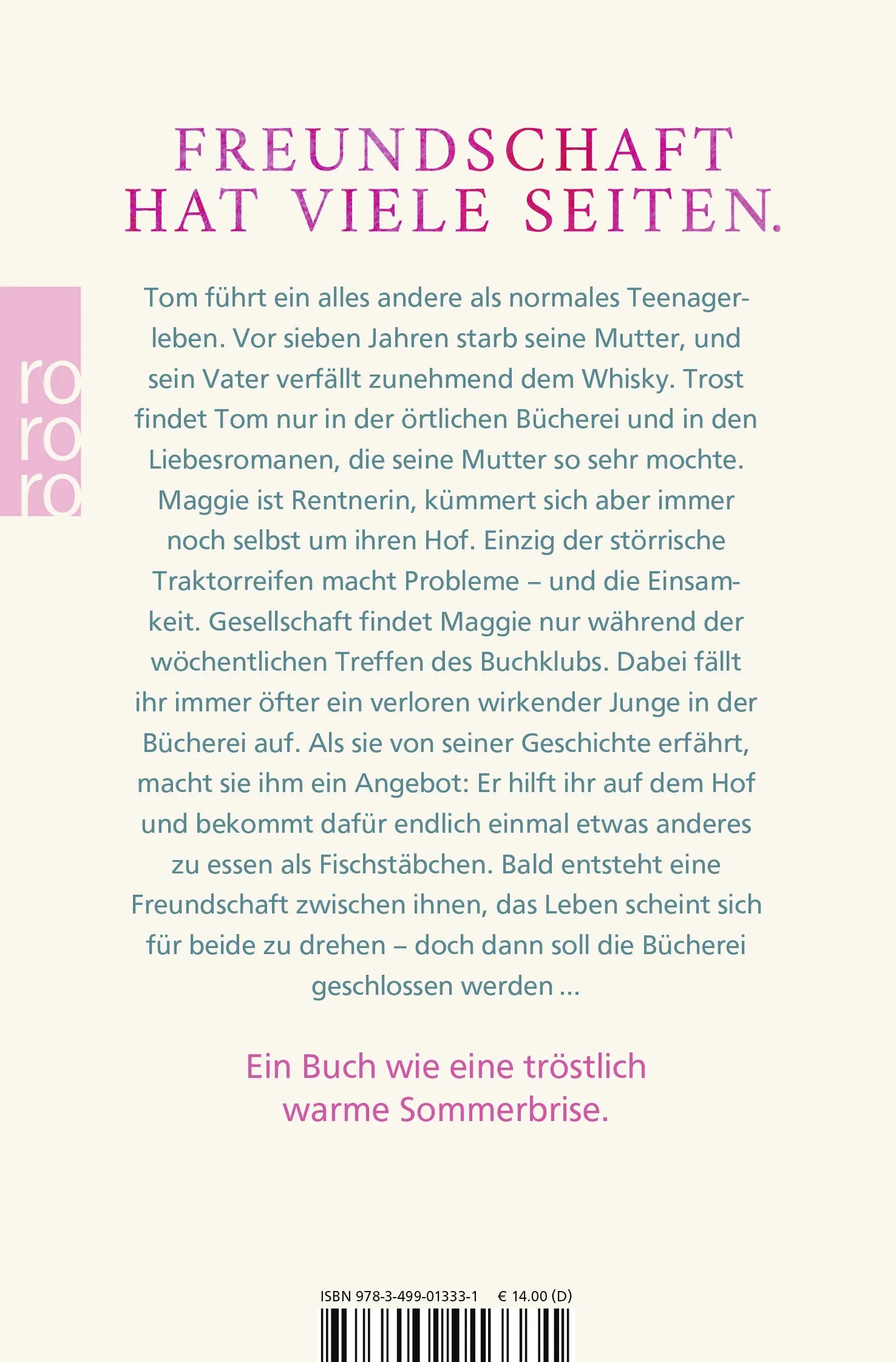 Buchrückseite von 'Die Sommerbücherei' mit Klappentext - Taschenbuch