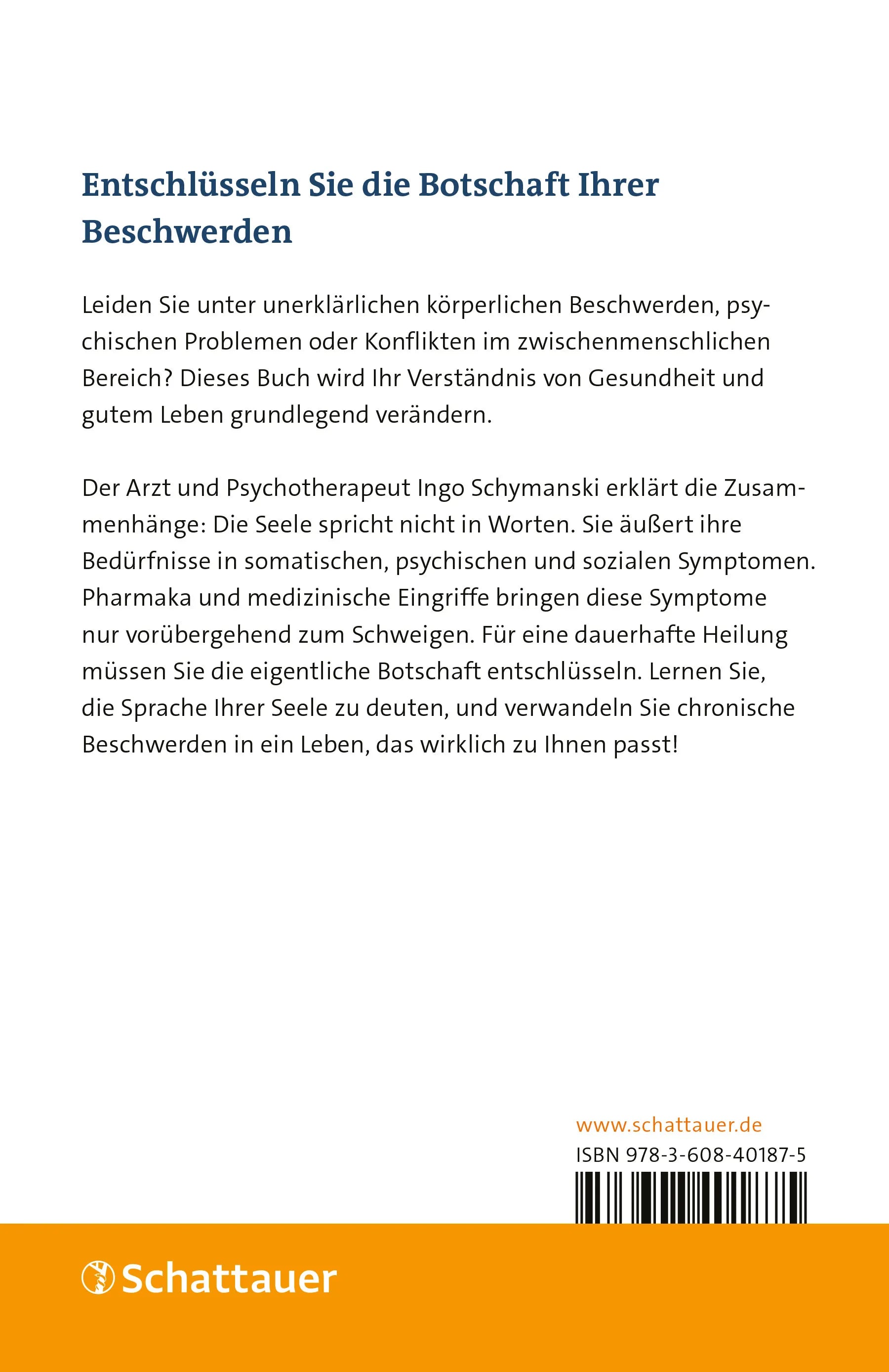 Buchrückseite von 'Die Sprache der Seele' mit Klappentext - Paperback