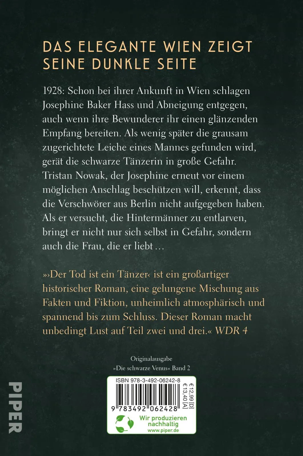 Buchrückseite von 'Die Spur der Grausamkeit' mit Klappentext - Paperback