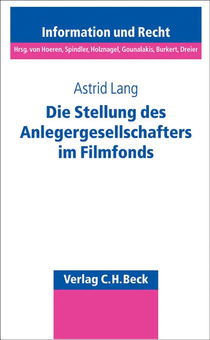 Buchcover von 'Die Stellung des Anlegergesellschafters im Filmfonds' - Taschenbuch von Astrid Lang