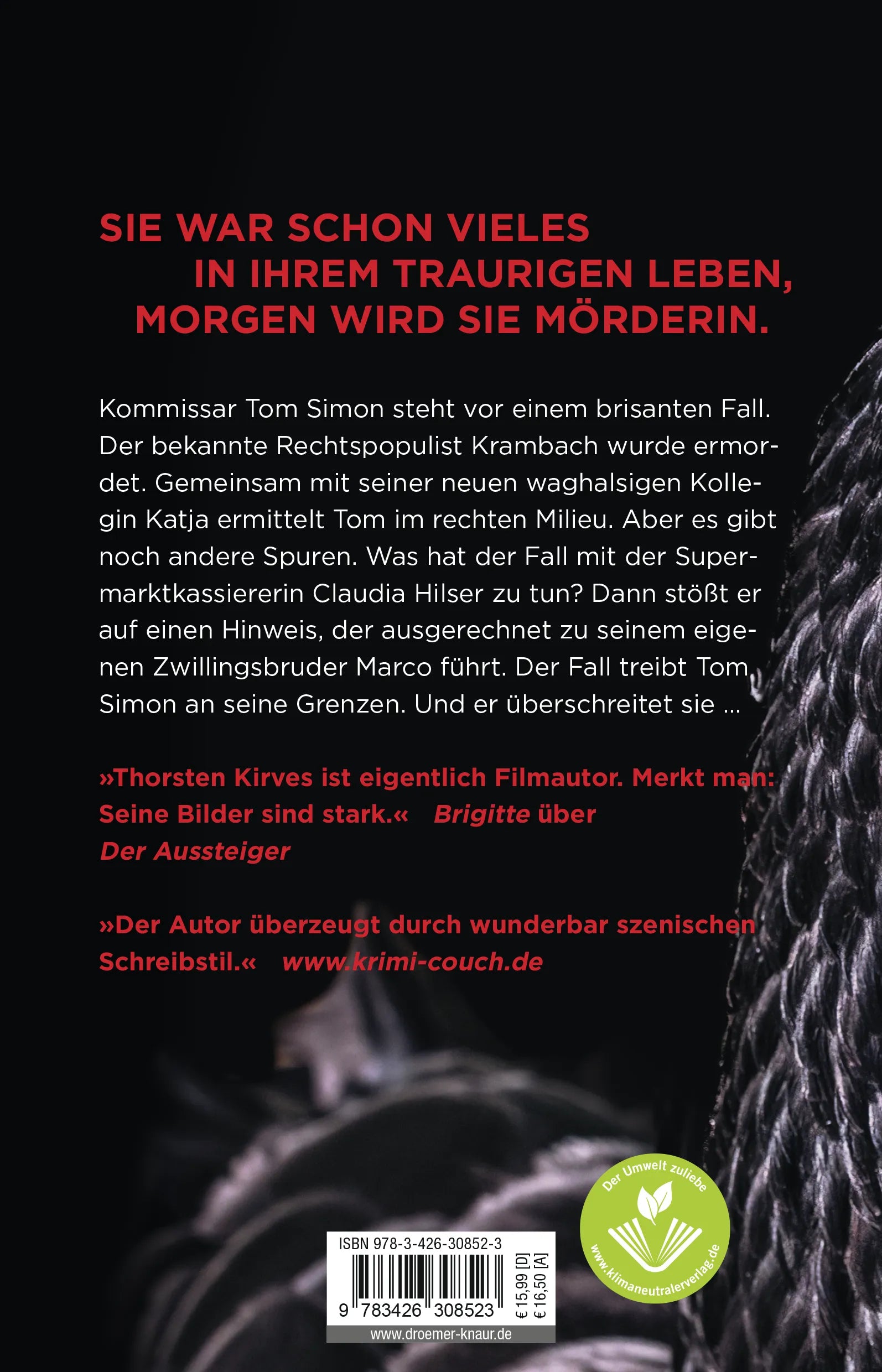 Buchrückseite von 'Die stille Mörderin' mit Klappentext - Paperback