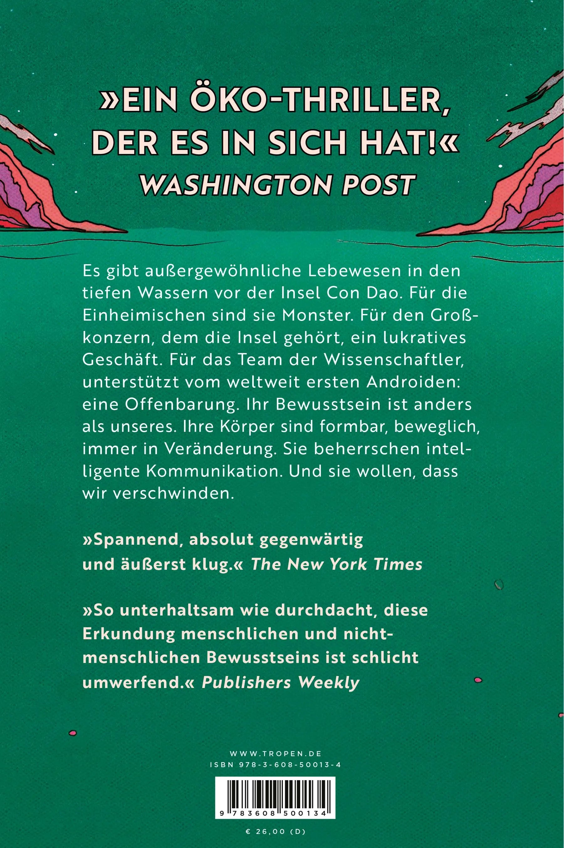 Buchrückseite von 'Die Stimme der Kraken' mit Klappentext - Gebundene Ausgabe