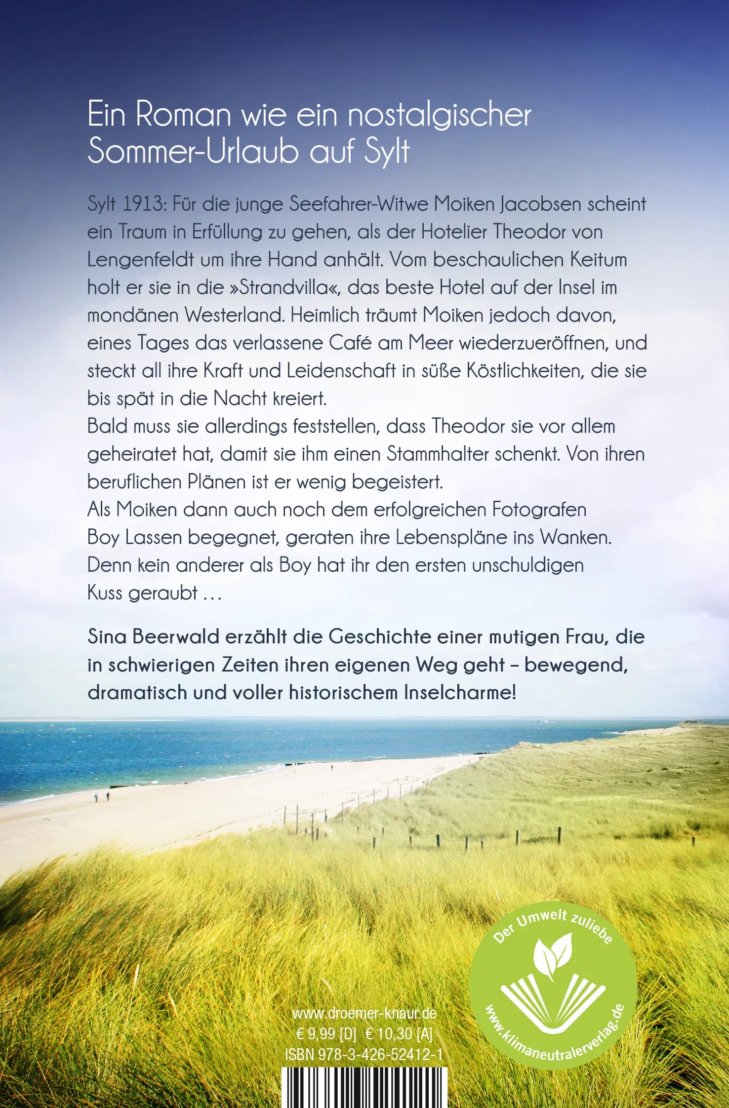 Buchrückseite von 'Die Strandvilla' mit Klappentext - Taschenbuch