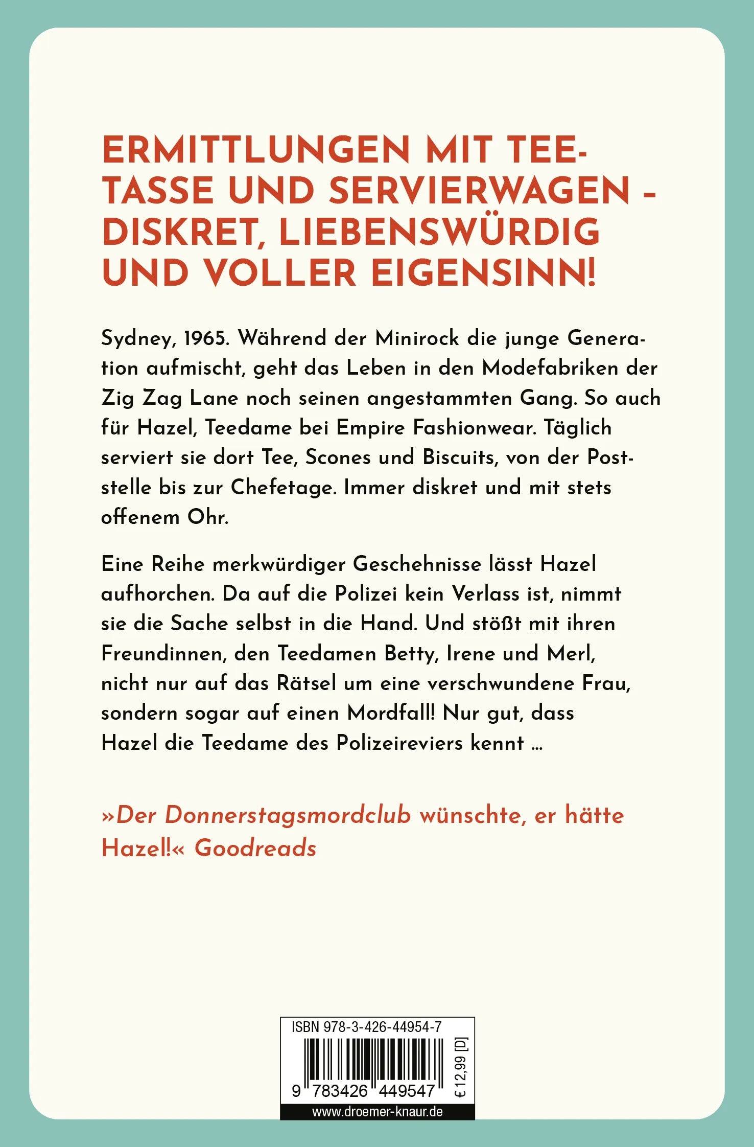 Buchrückseite von 'Die Tea Ladies' mit Klappentext - Taschenbuch