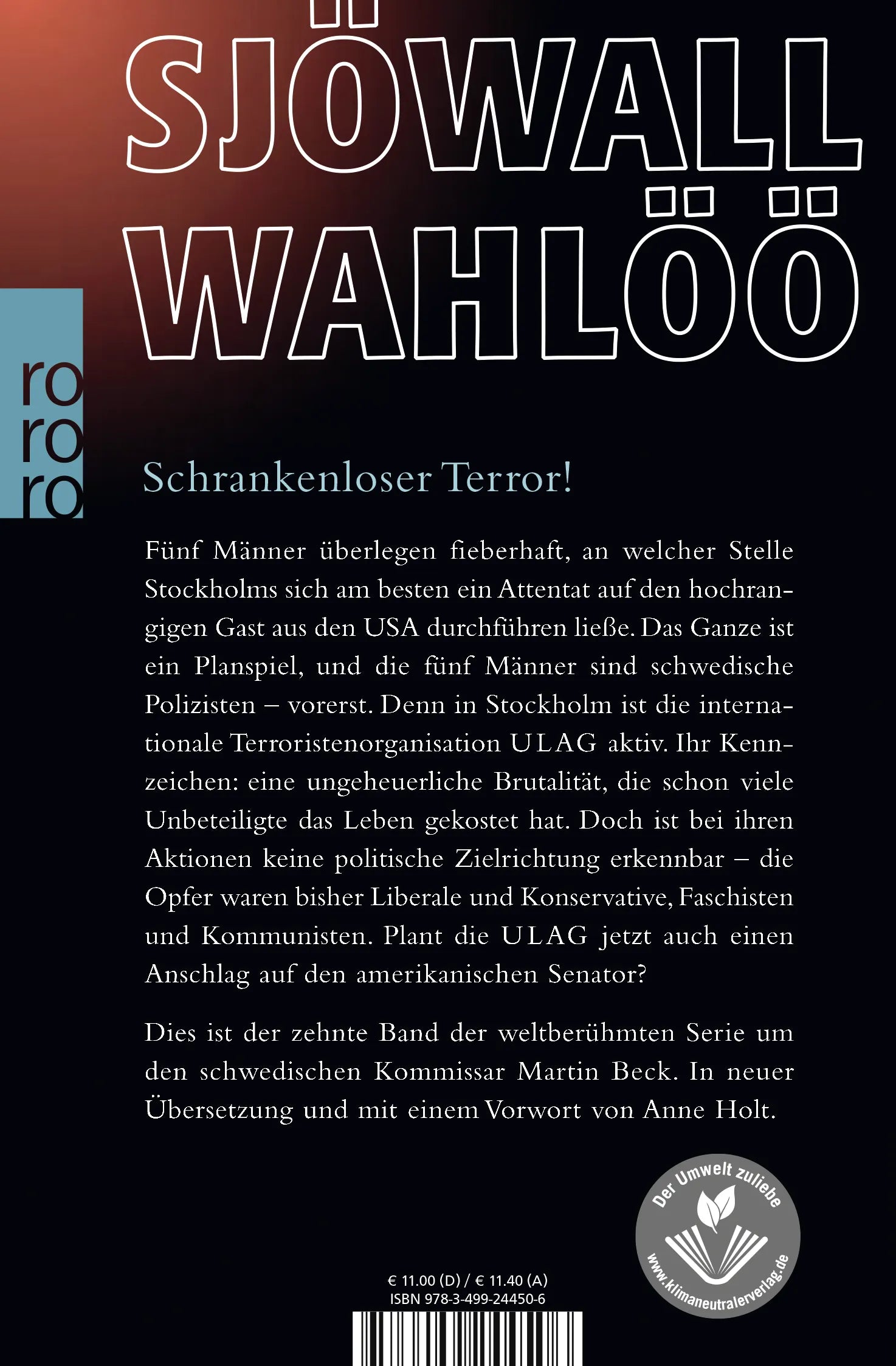 Buchrückseite von 'Die Terroristen: Ein Kommissar-Beck-Roman' mit Klappentext - Taschenbuch
