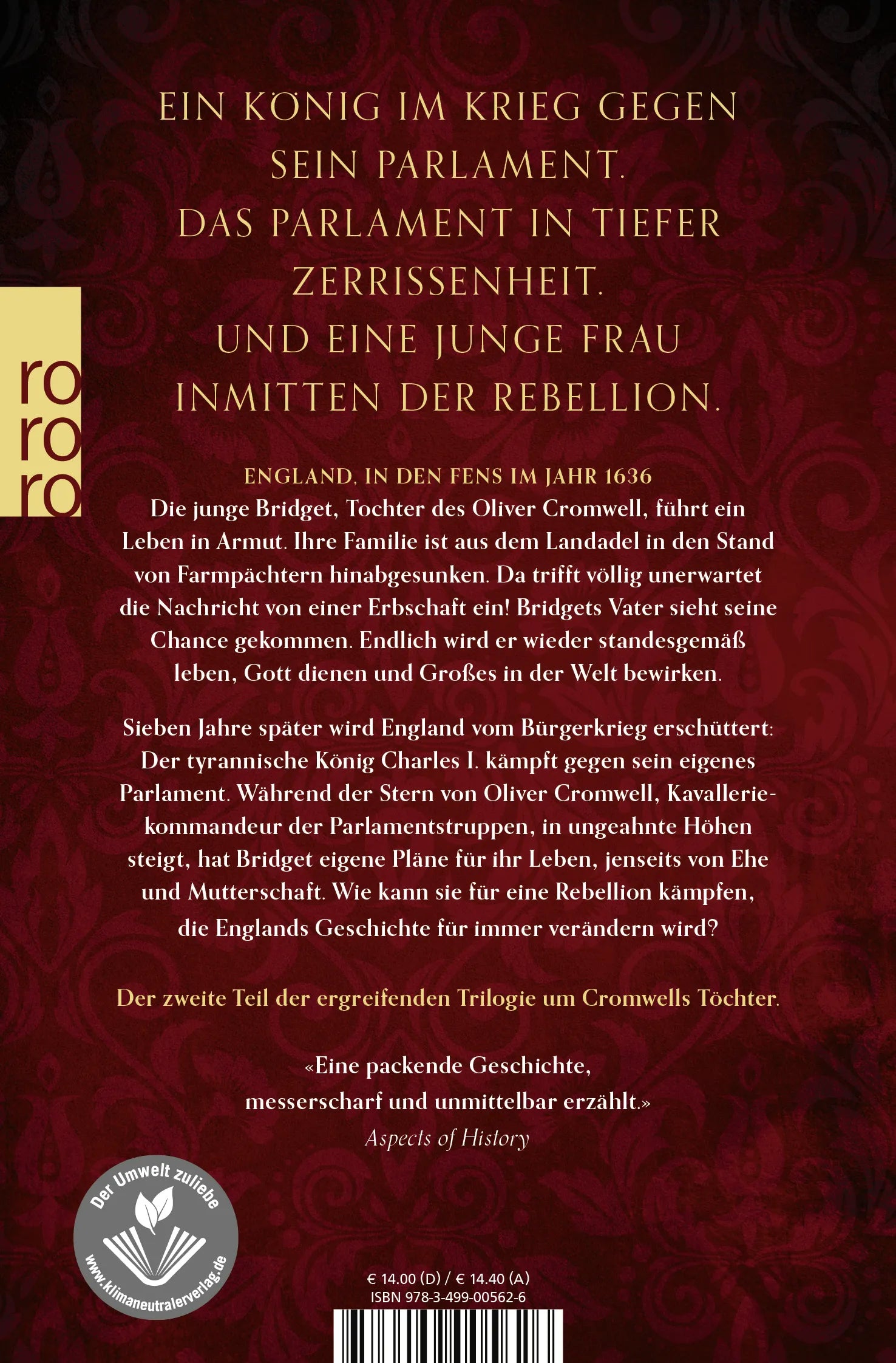 Buchrückseite von 'Die Tochter der Rebellion' mit Klappentext - Taschenbuch