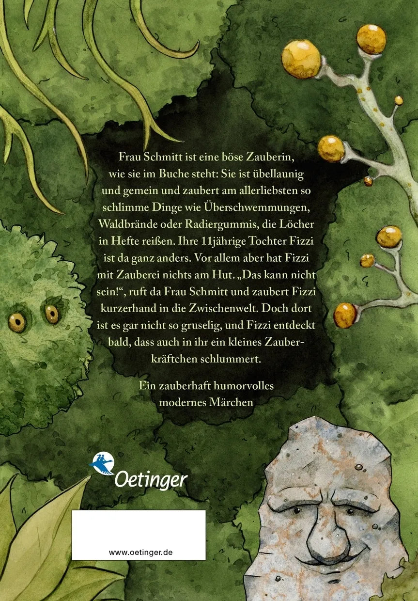 Buchrückseite von 'Die Tochter der Zauberin' mit Klappentext - Gebundene Ausgabe