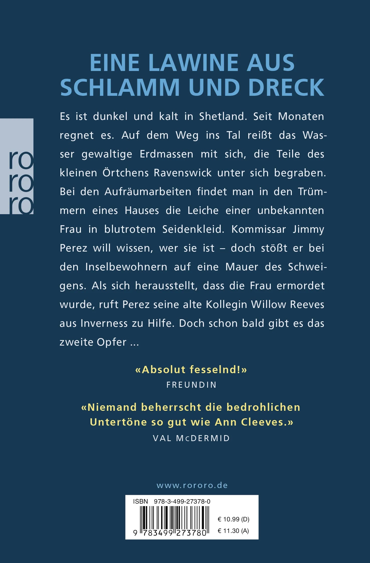Buchrückseite von 'Die Tote im roten Kleid' mit Klappentext - Taschenbuch
