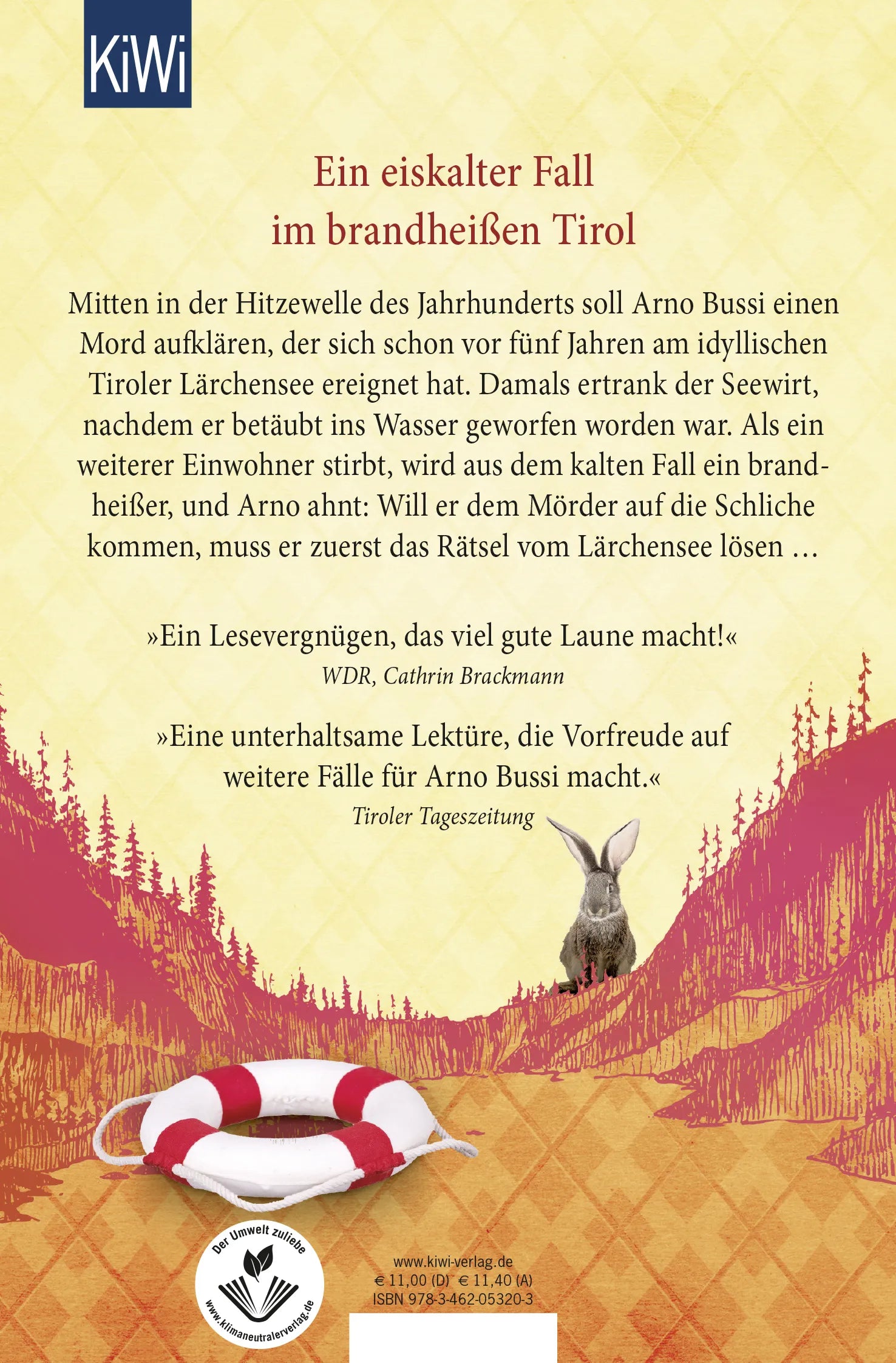 Buchrückseite von 'Die Toten vom Lärchensee' mit Klappentext - Taschenbuch