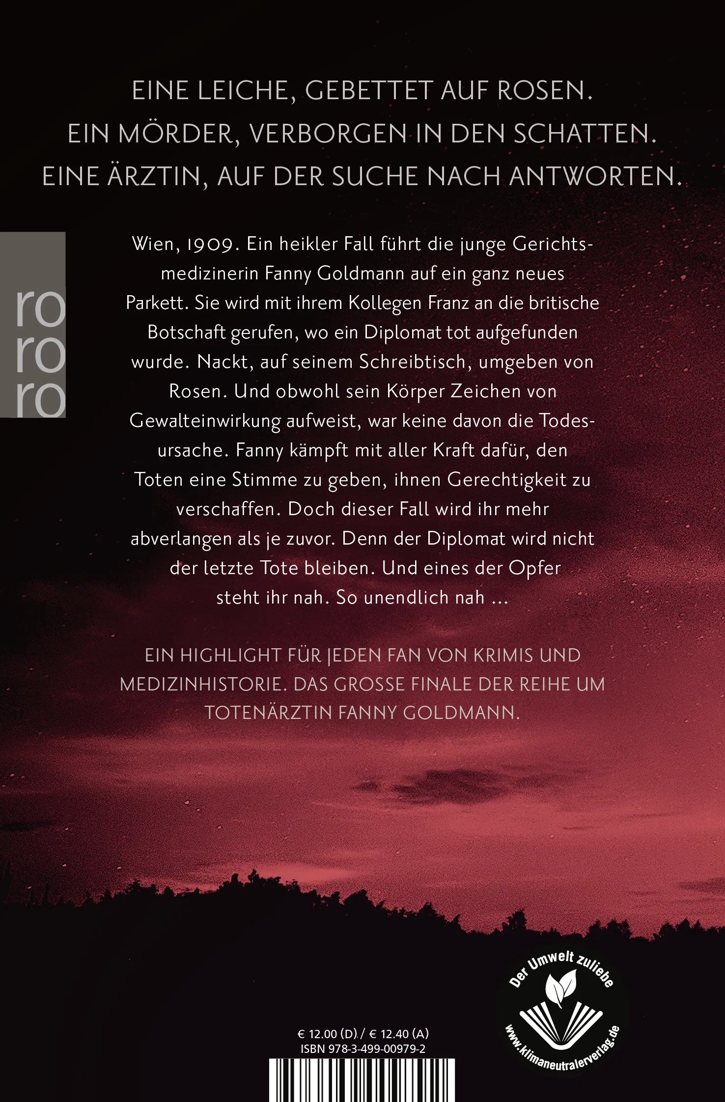 Buchrückseite von 'Die Totenärztin: Schattenwalzer' mit Klappentext - Taschenbuch